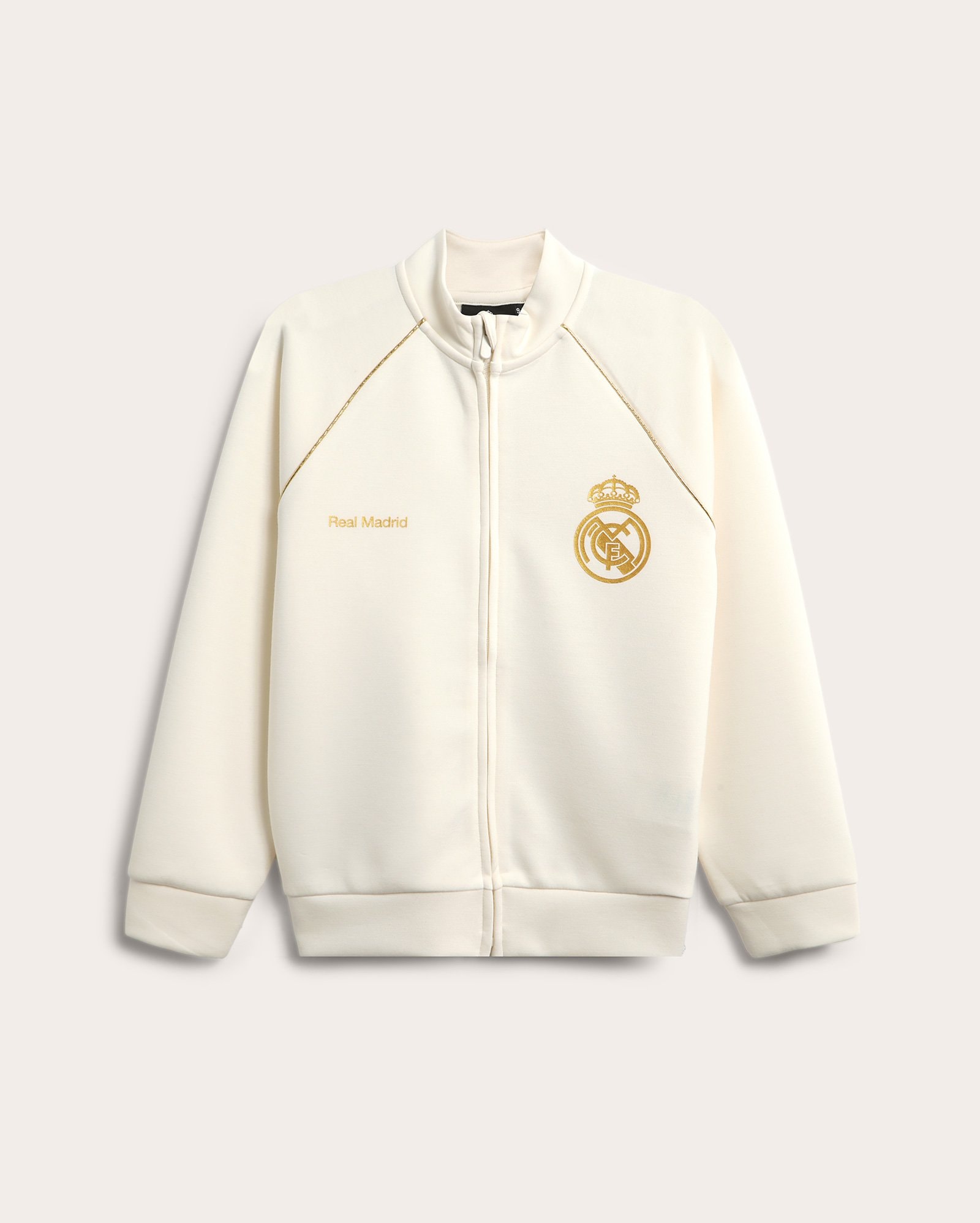 Jaqueta infantil futebol Real Madrid raglan gola alta 6-14A - off-white