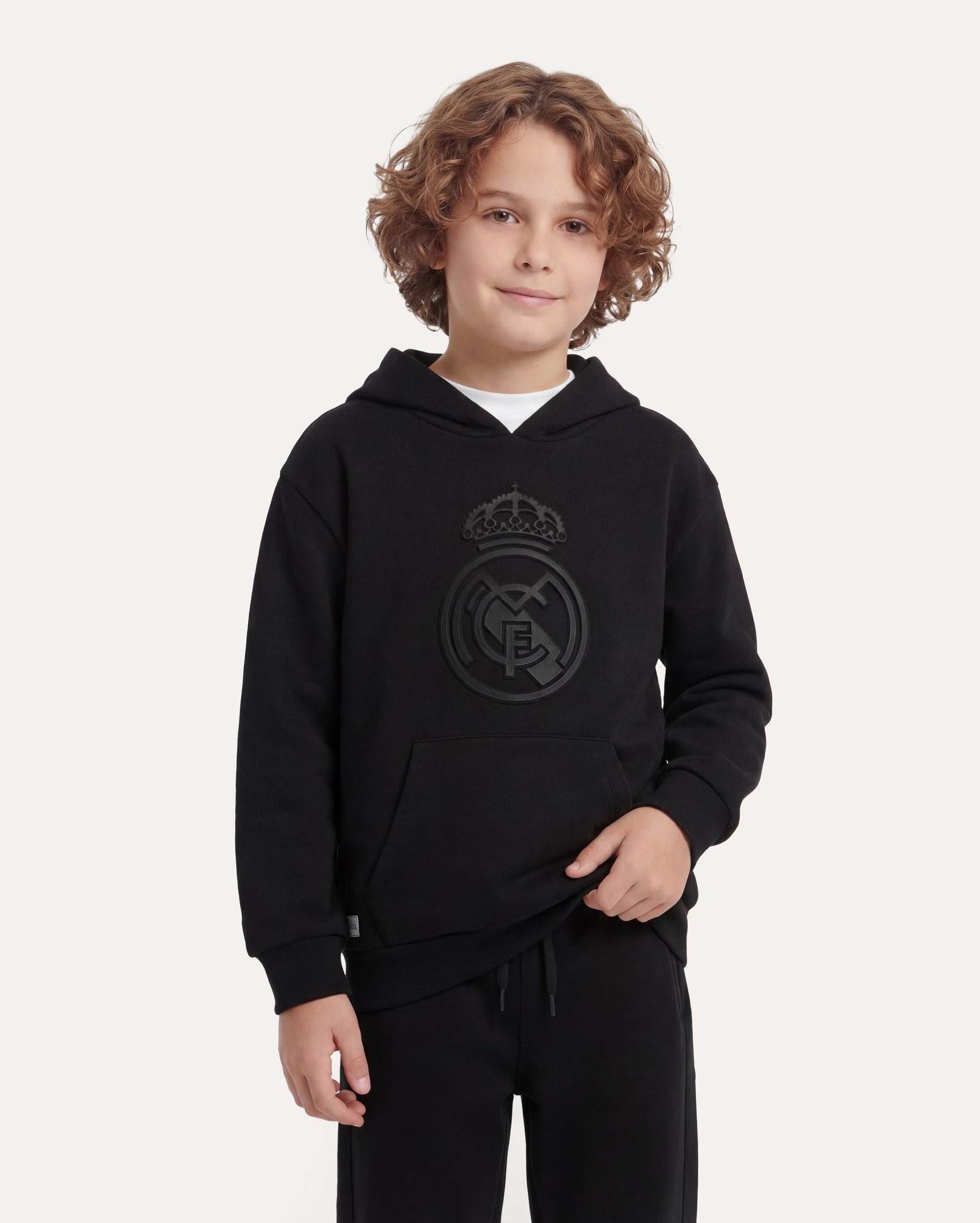 Blusa moletom infantil futebol Real Madrid felpa 6-14A - preta