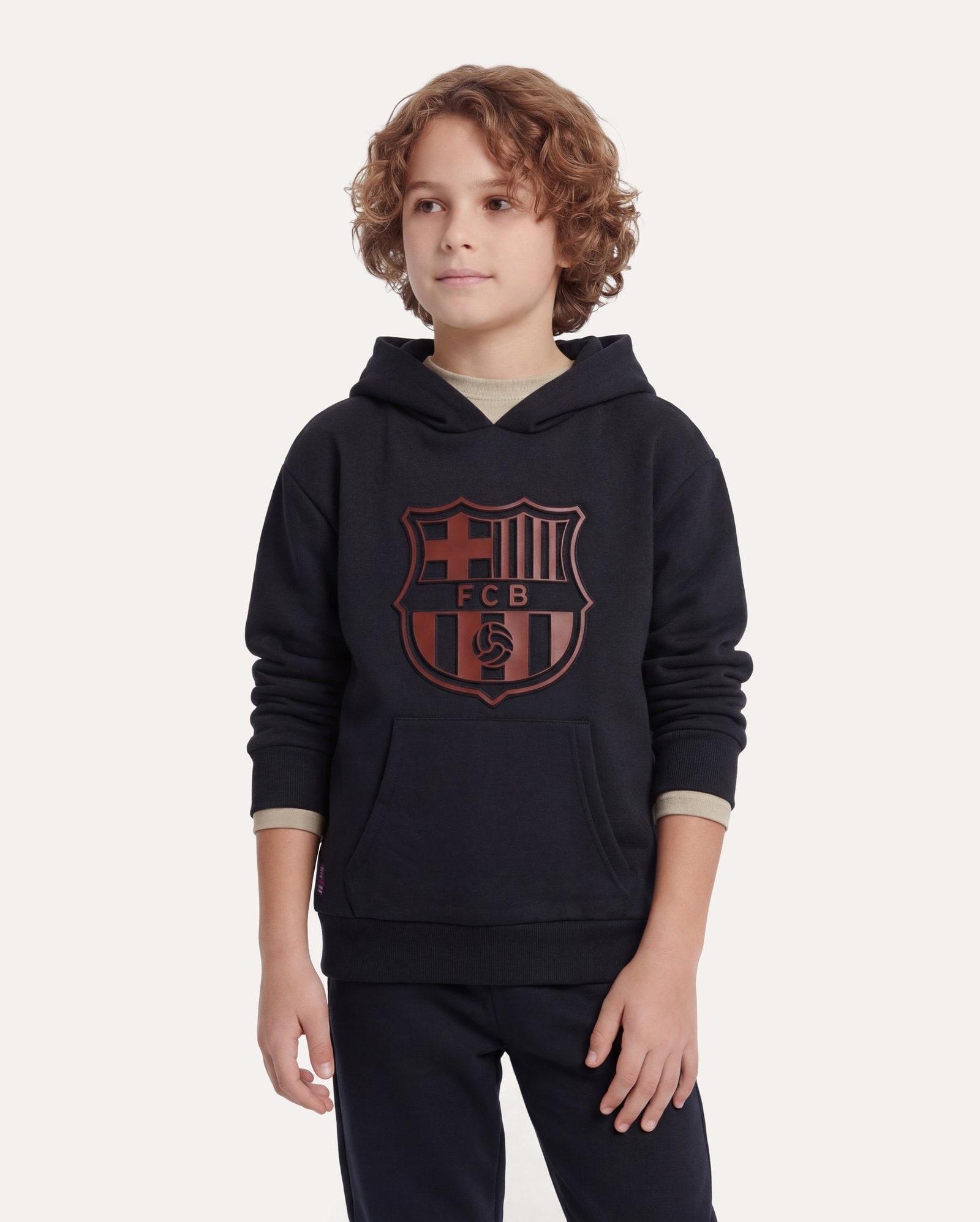 Blusa moletom infantil futebol com felpa Barcelona 6-14A - preta