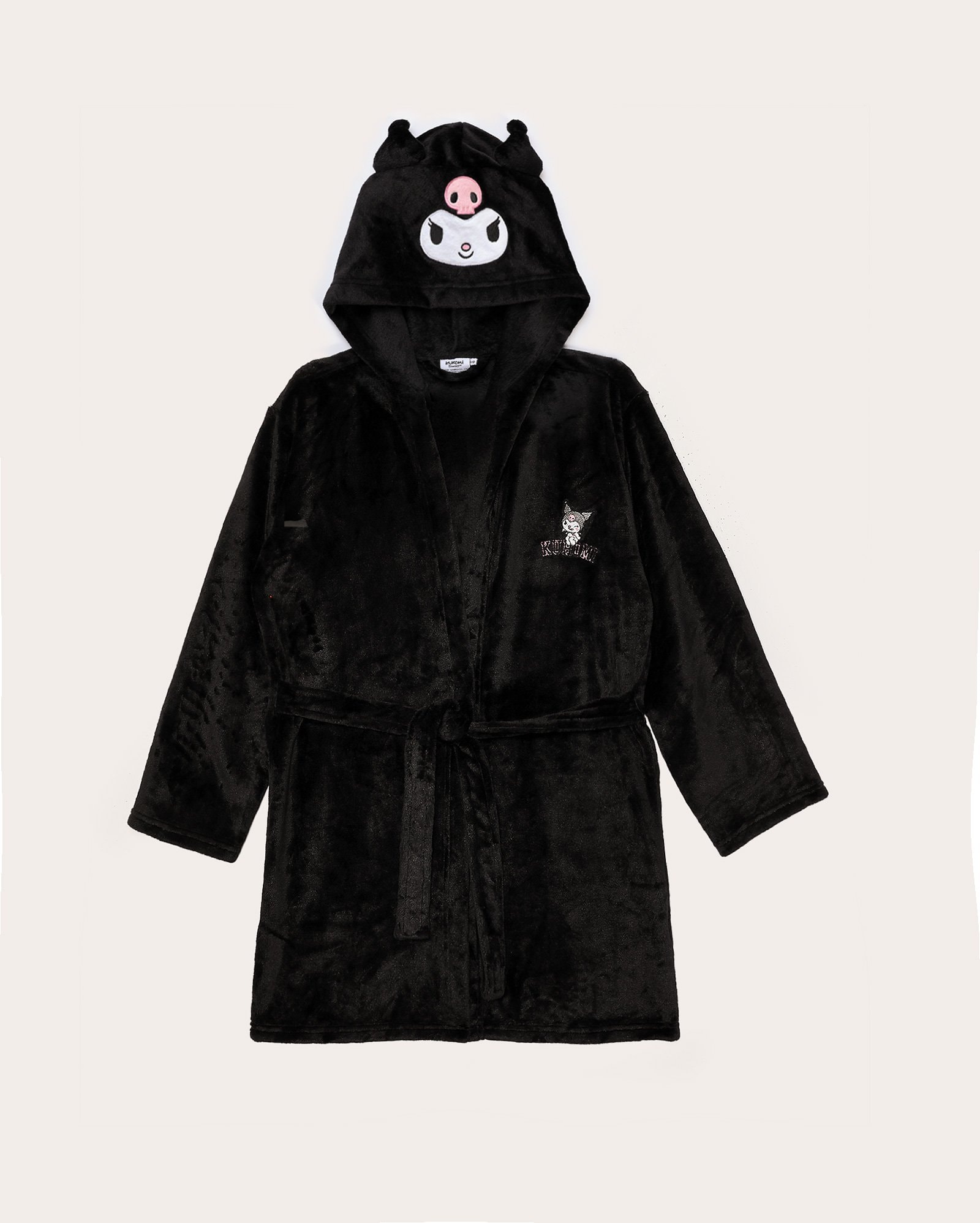 Roupão infantojuvenil fleece Kuromi com capuz 4-12A - preto | Sanrio