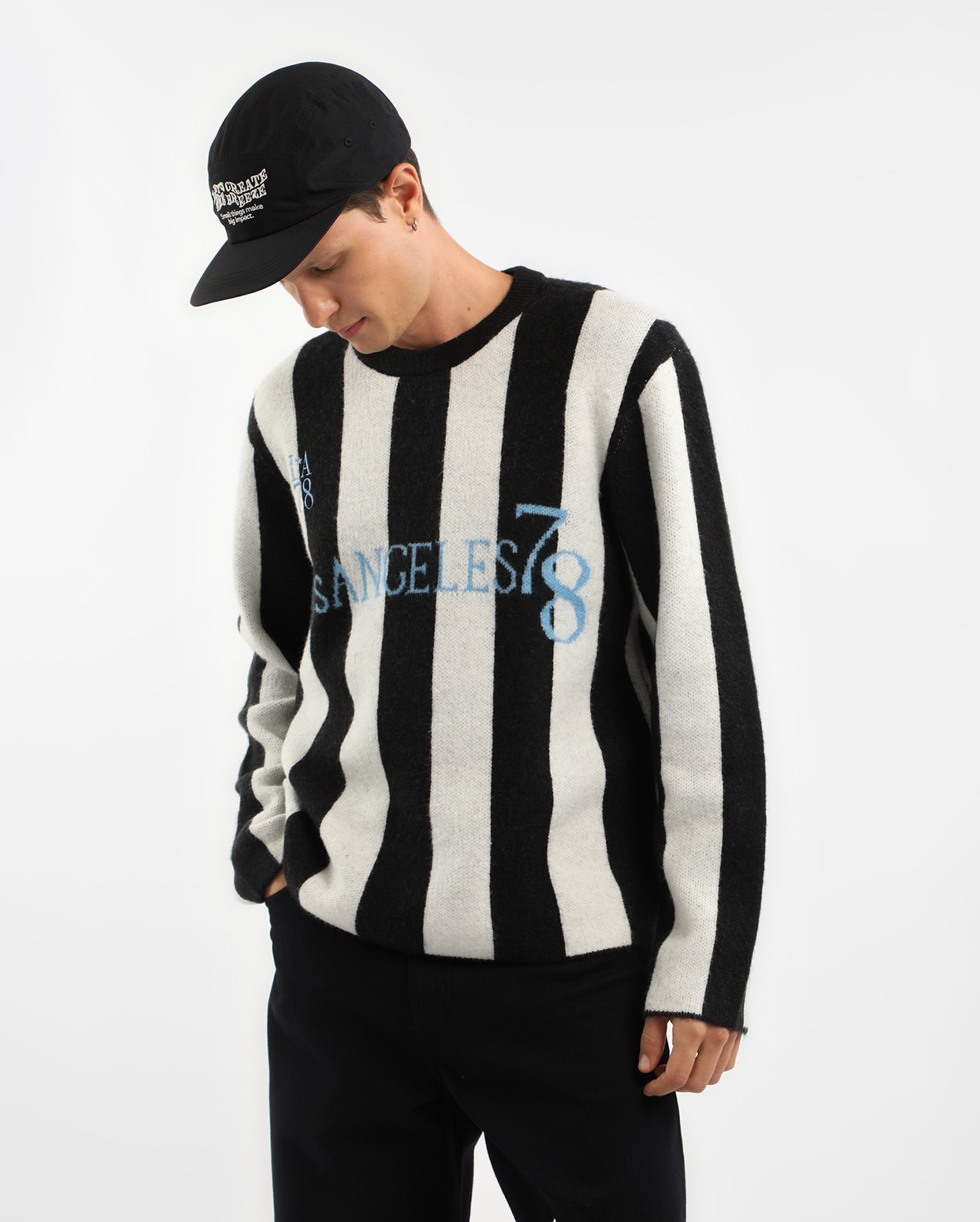 Suéter masculino em tricot listrado - multicor