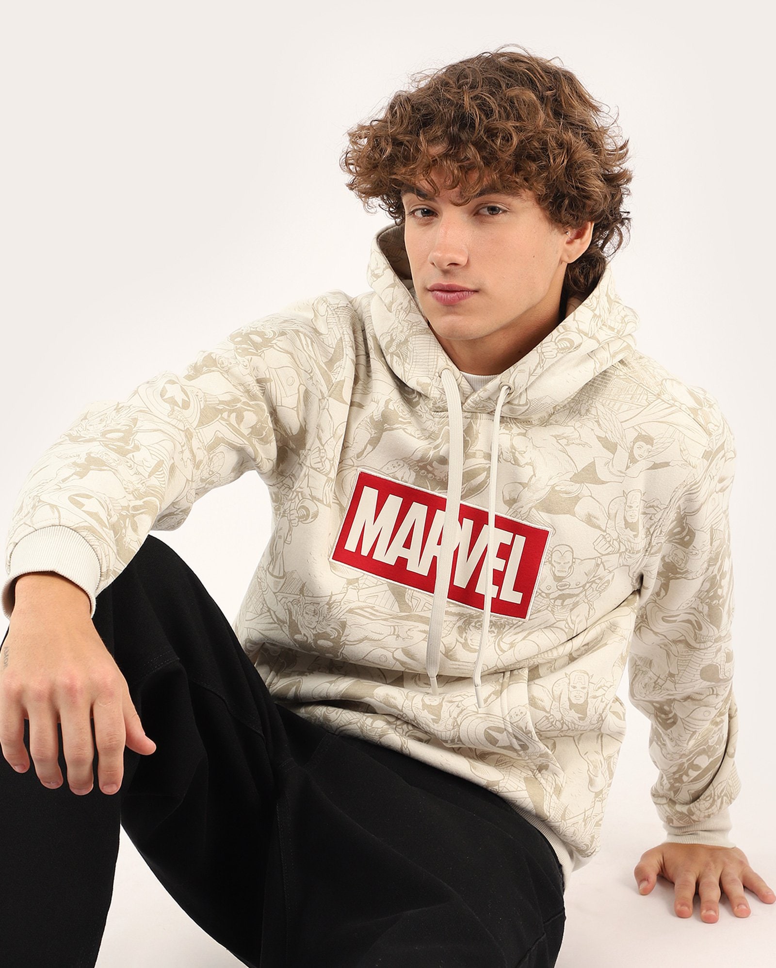 Blusa de moletom masculina regular heróis - bege | Marvel