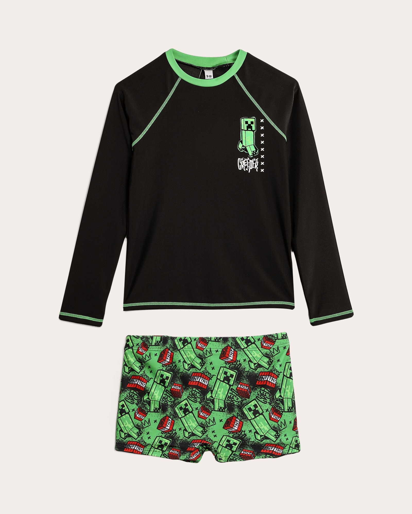 Conjunto de praia infantil Creeper 6-12A - multicor | Minecraft