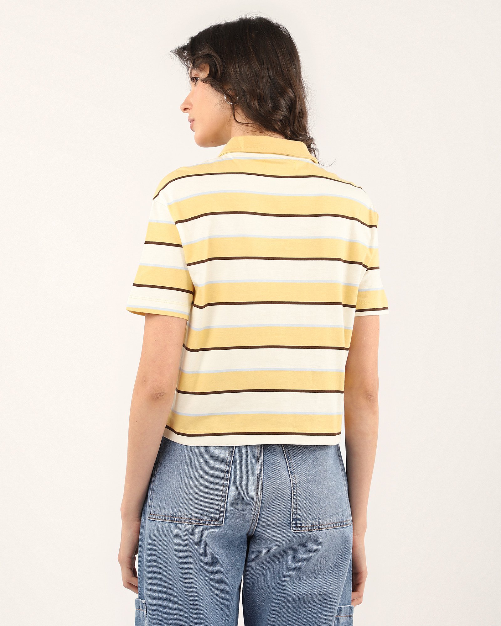 Polo feminina listrada com botões - multicor — foto 5