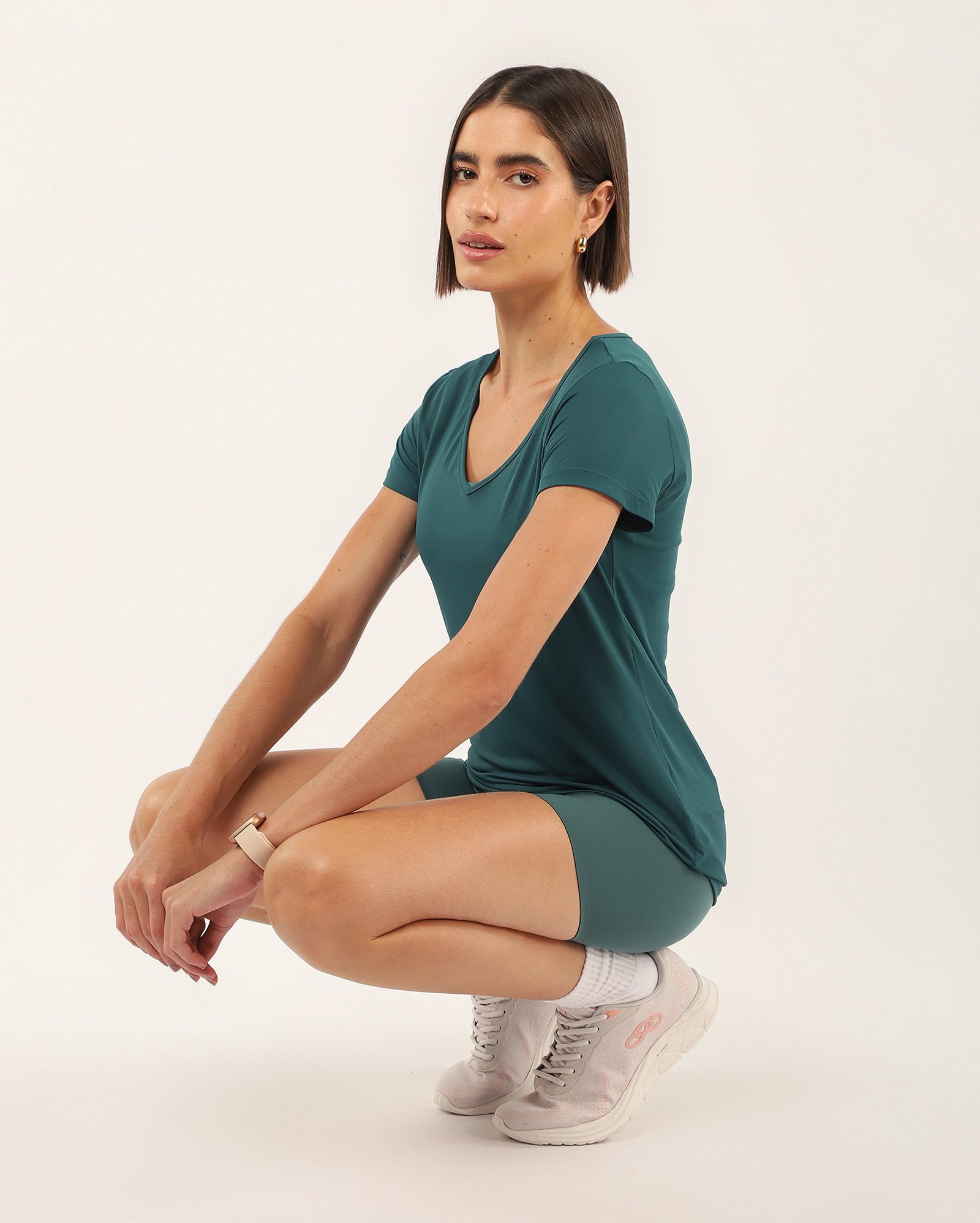 Camiseta esportiva feminina poliamida - Verde Escuro | Body Work