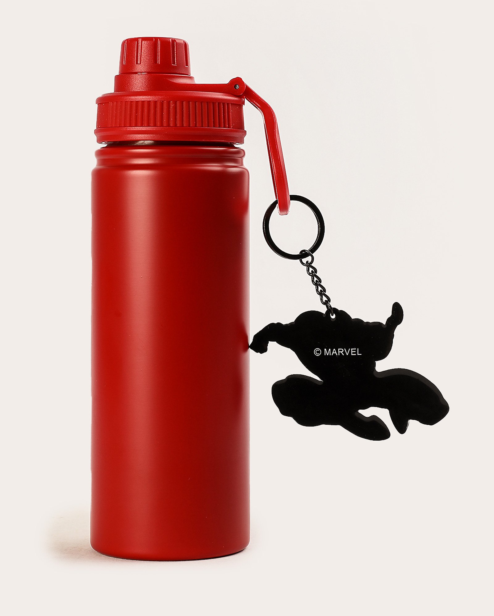 Garrafa squeeze de metal 750ml + chaveiro Homem-Aranha - vermelha | Marvel