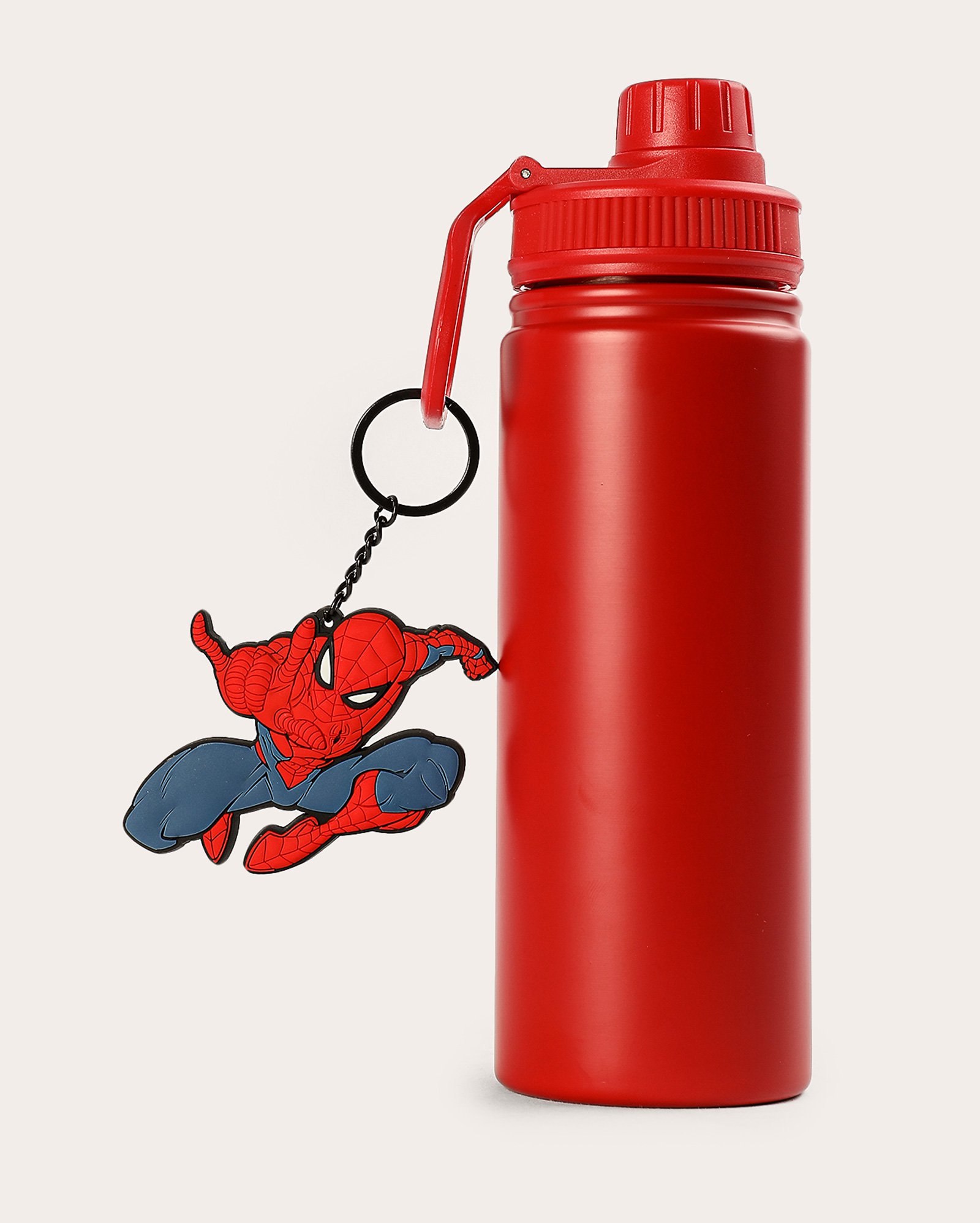 Garrafa squeeze de metal 750ml + chaveiro Homem-Aranha - vermelha | Marvel