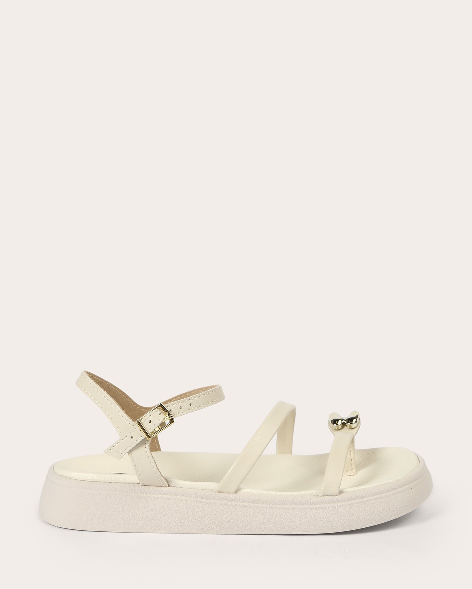 Sandália papete infantil com fivela - Off-white | Molekinha