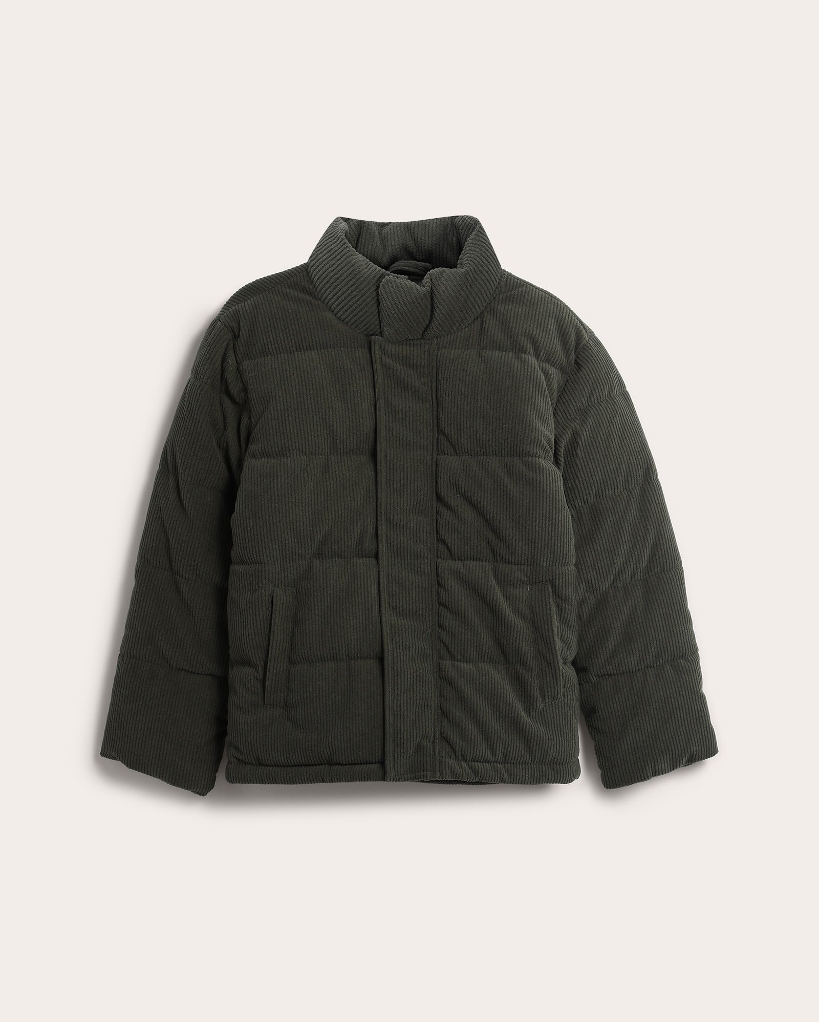 Jaqueta infantil puffer em veludo cotelê 6-14A - verde