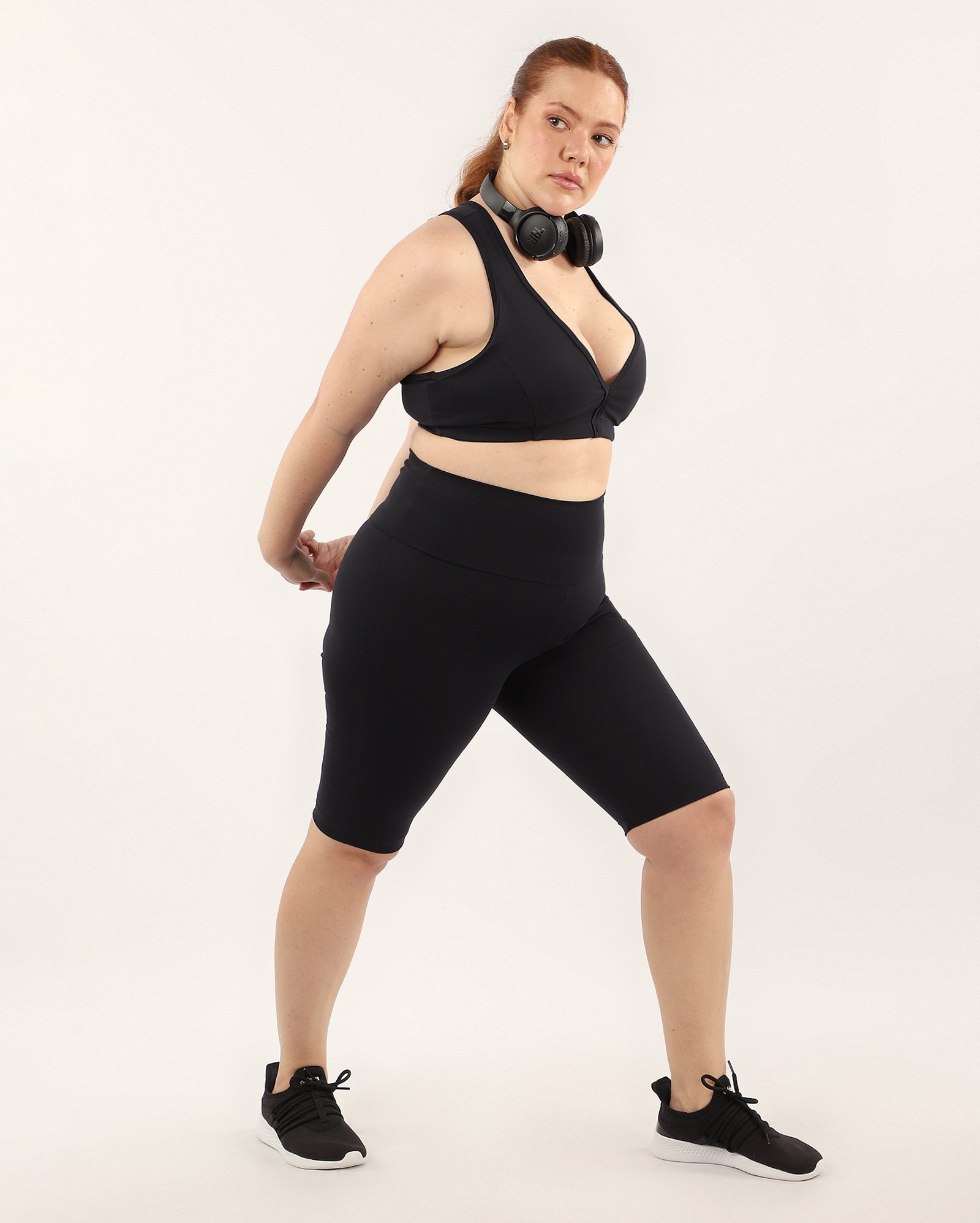 Top esportivo feminino plus size com bojo removível - Preto | Costa Rica