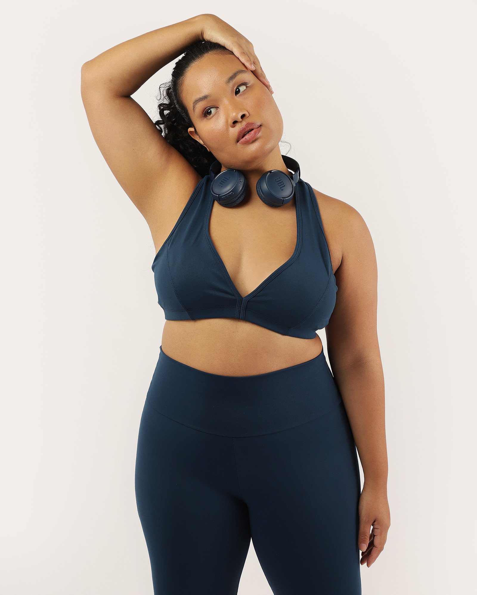 Top esportivo feminino plus size com bojo removível - Azul Escuro | Costa Rica