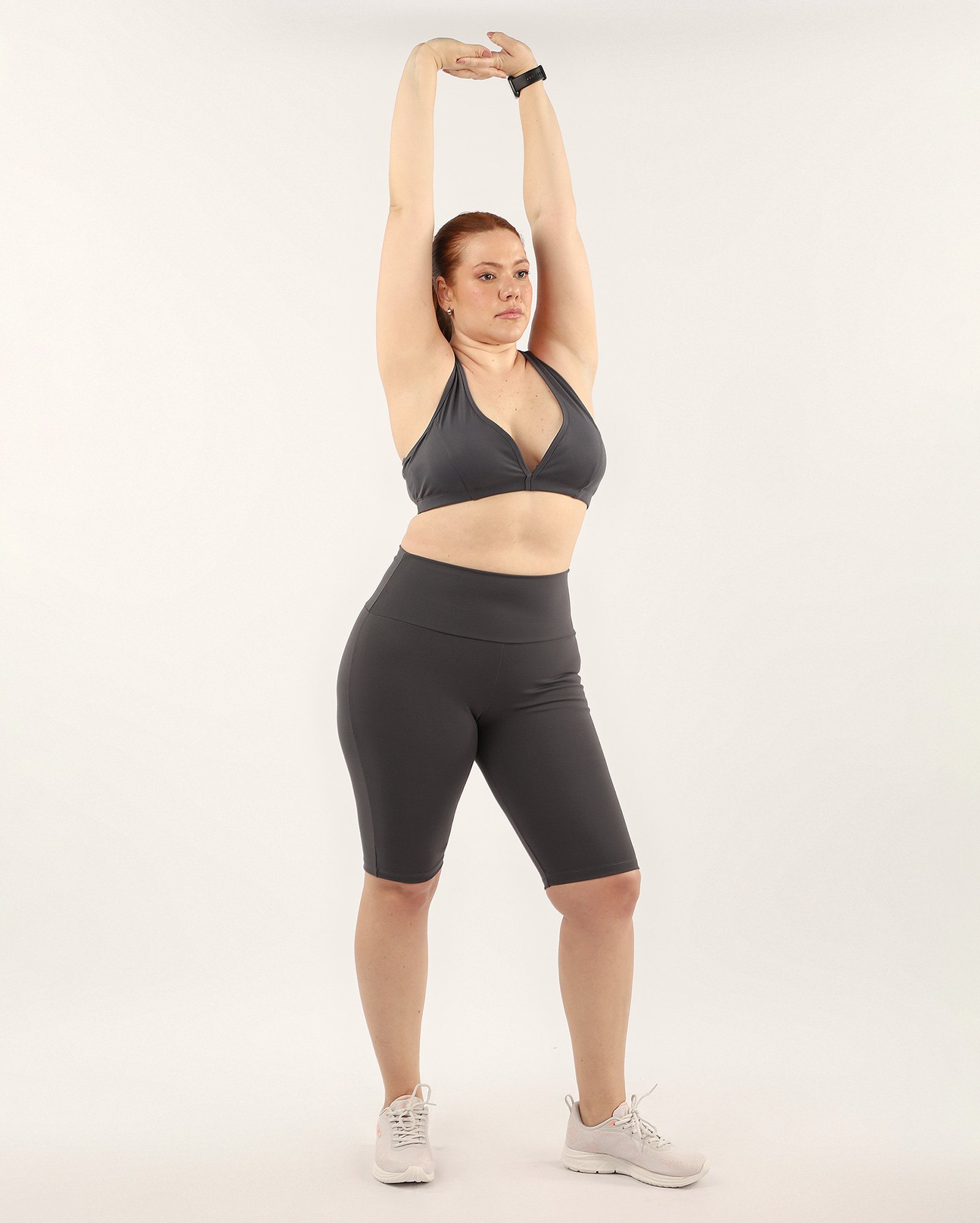 Top esportivo feminino plus size com bojo removível - Cinza Escuro | Costa Rica