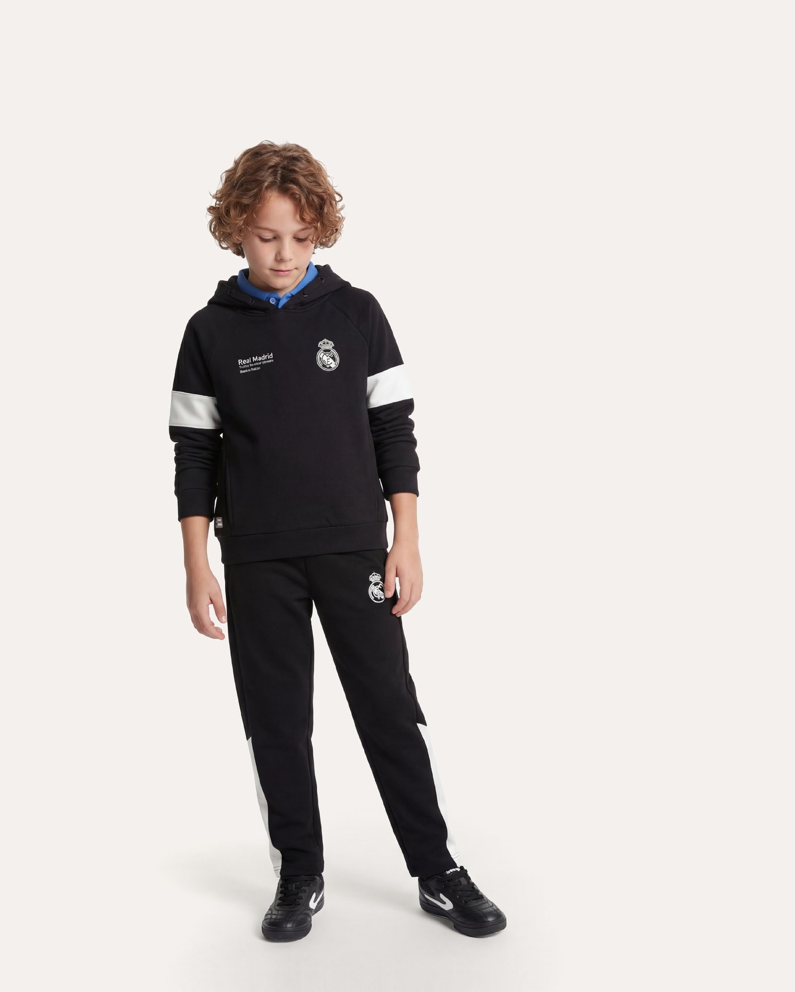Calça de moletom infantil sem felpa Real Madrid 6-14A - preta