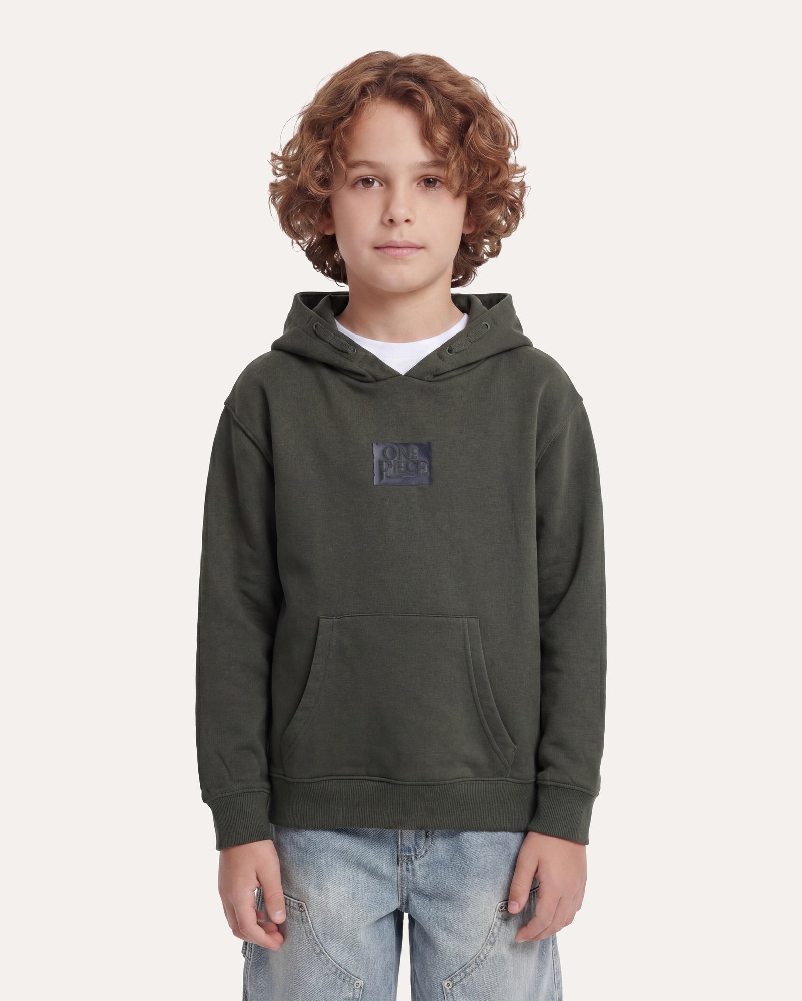 Blusa de moletom infantil com capuz e felpa 8-14A - verde | One Piece