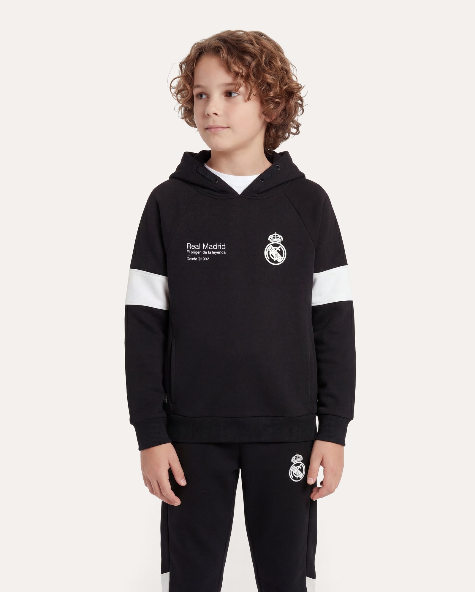 Blusa de moletom infantil com felpa Real Madrid 6-14A - preta