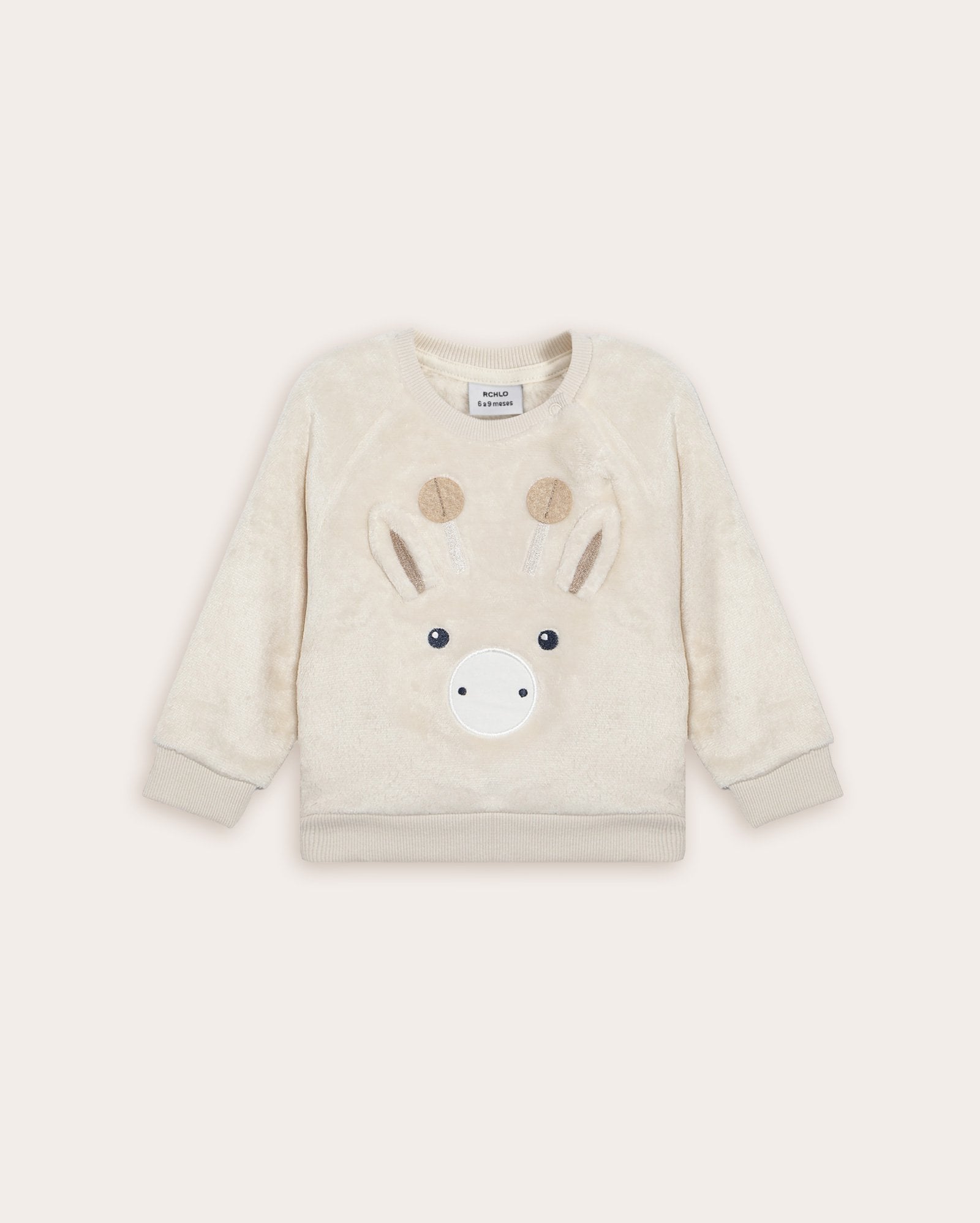 Suéter bebê raglan fleece bichinho interativo - Off-white