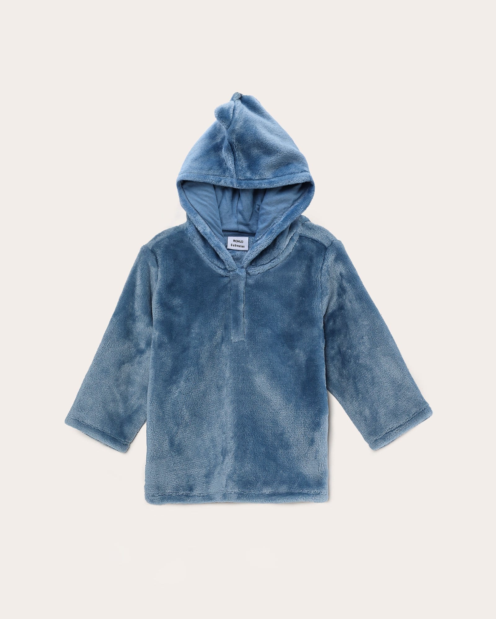 Blusa bebê de plush com gorro dinossauro - azul