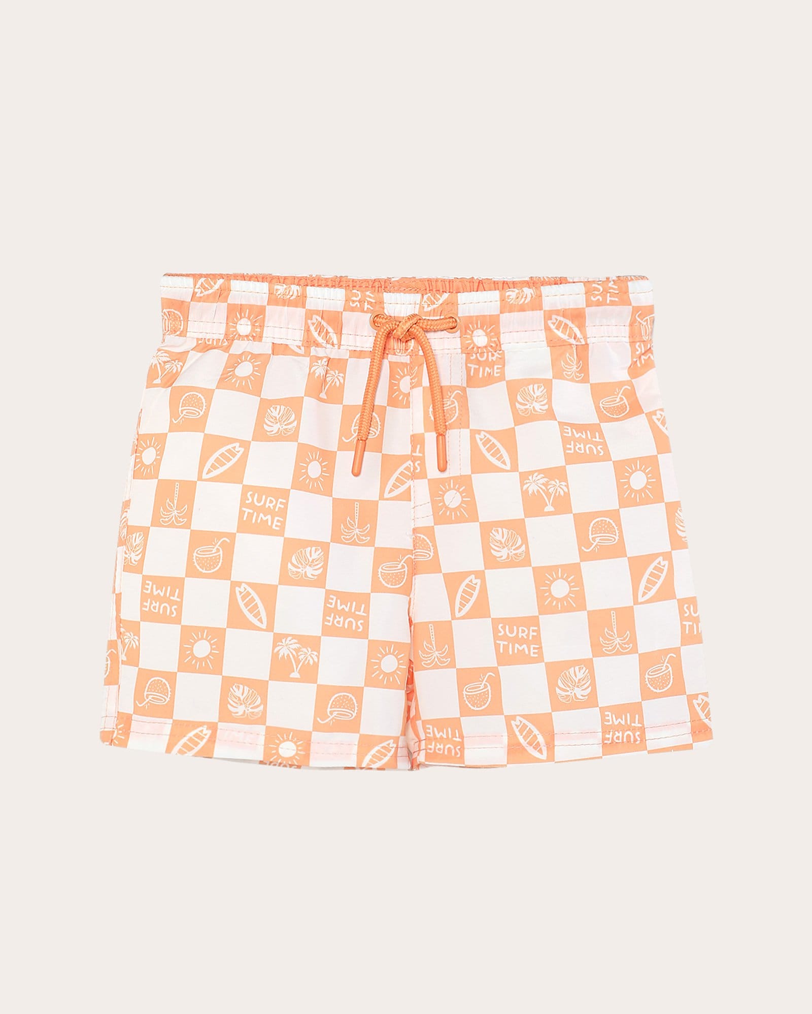 Short água infantil surf time xadrez 1-6A - laranja