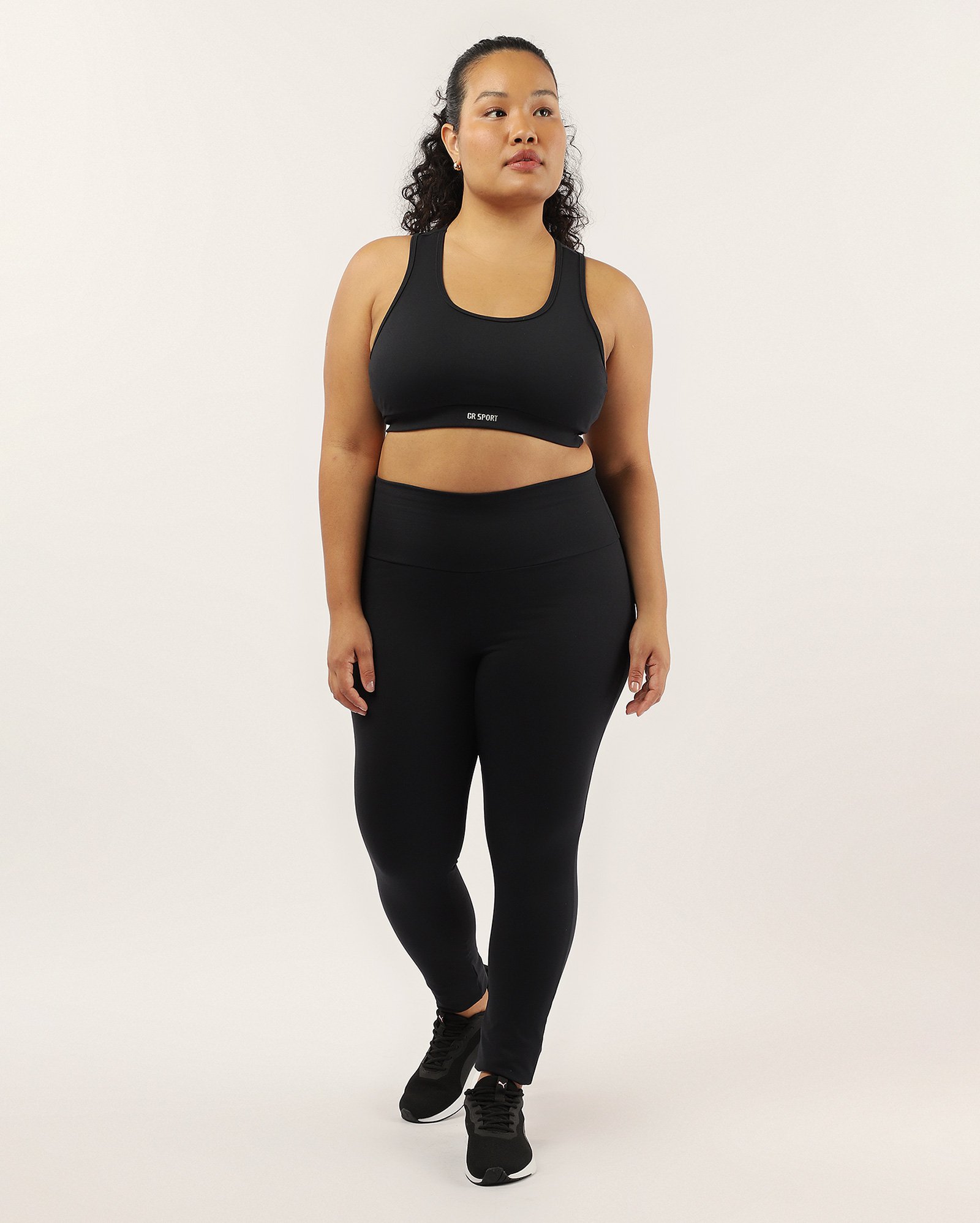 Calça esportiva feminina plus size legging cós alto - Preto | Costa Rica
