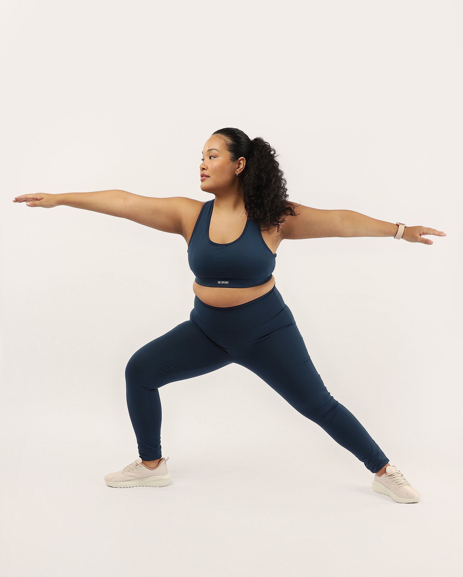 Calça esportiva feminina plus size legging cós alto - Azul Escuro | Costa Rica