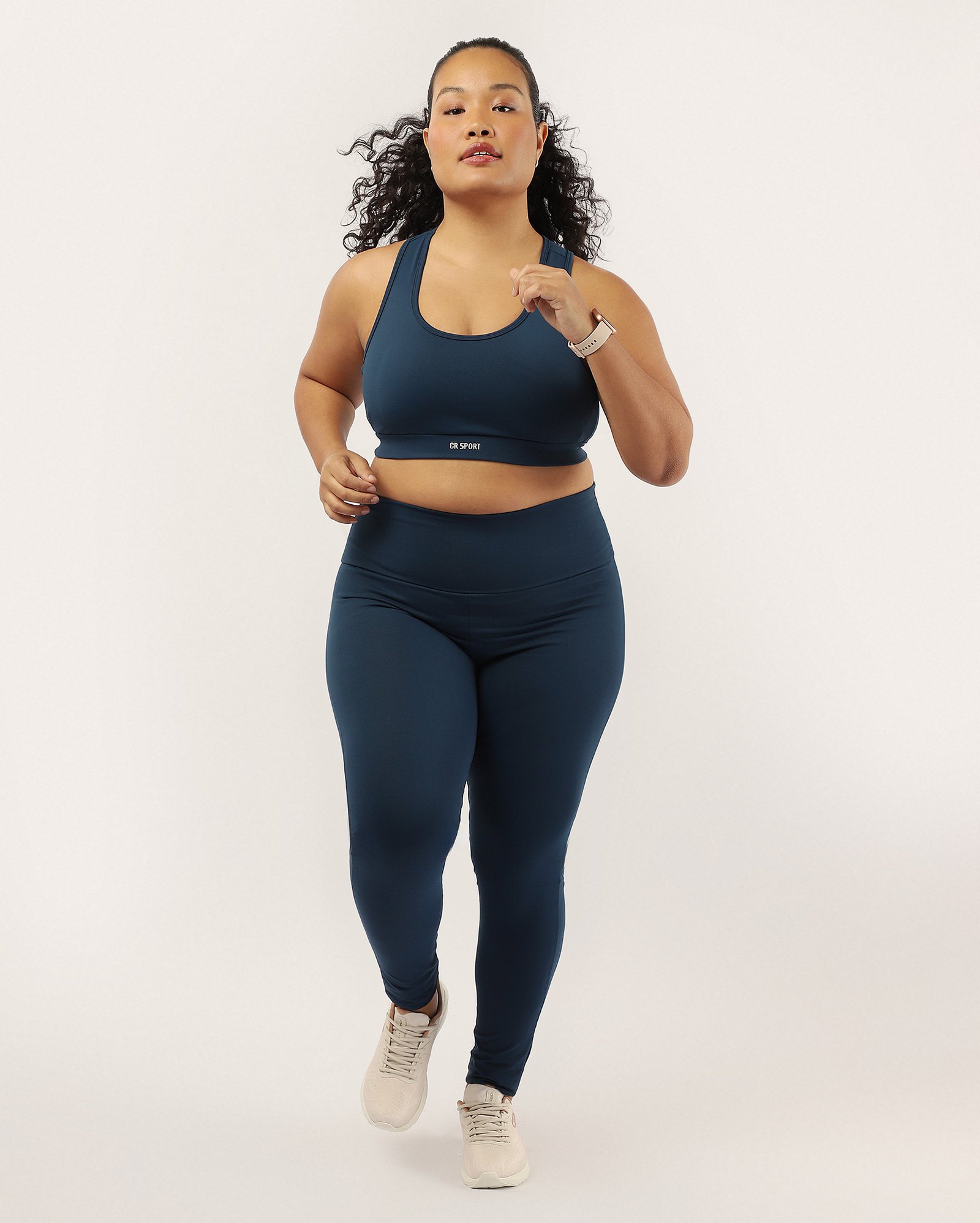 Calça esportiva feminina plus size legging cós alto - Azul Escuro | Costa Rica