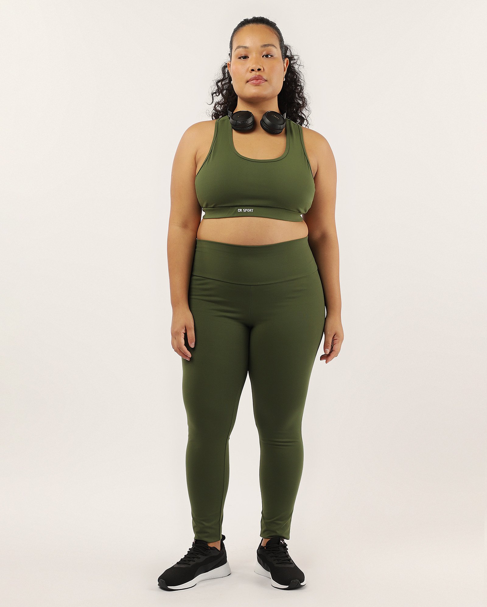 Calça esportiva feminina plus size legging cós alto - Verde Escuro | Costa Rica