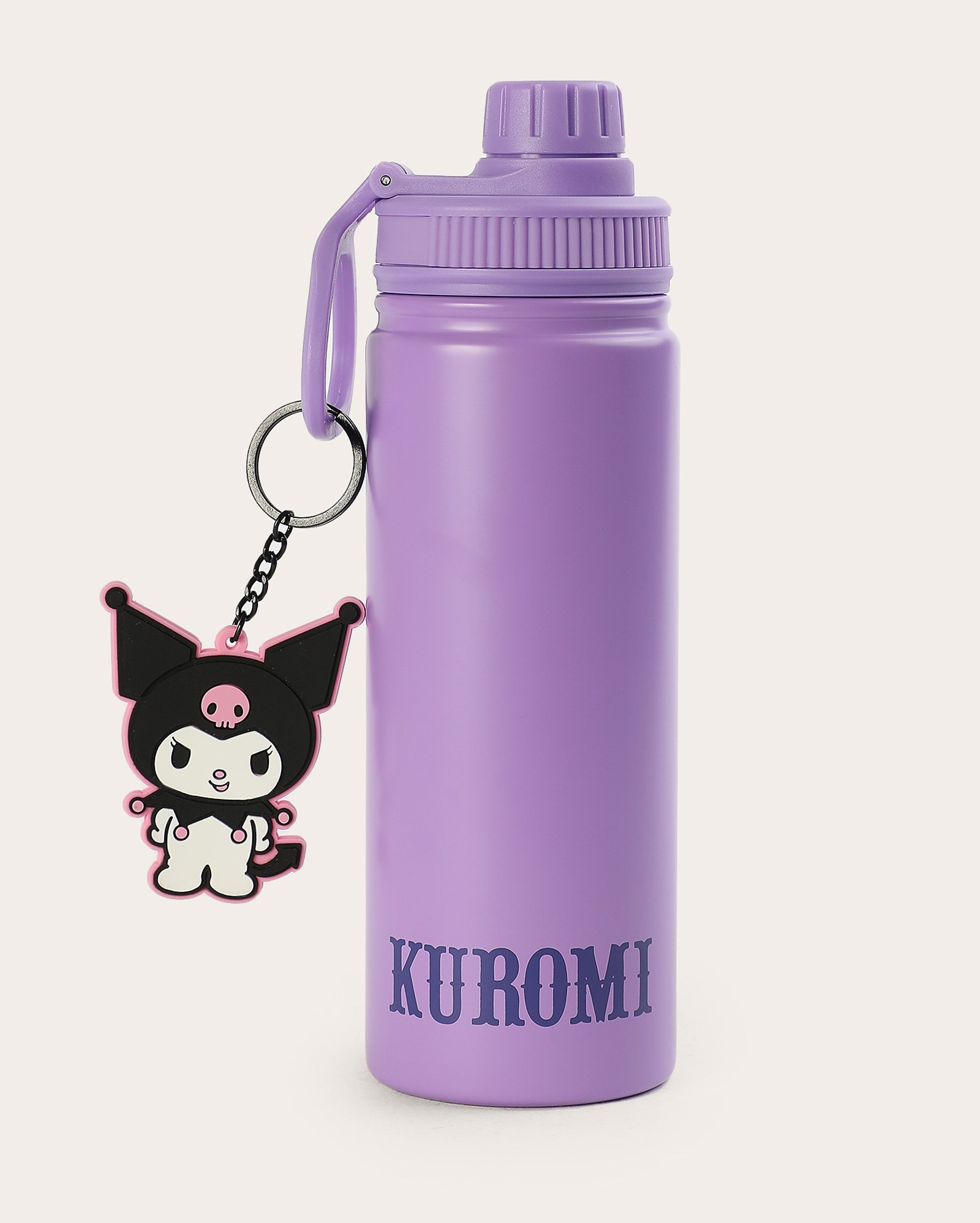 Garrafa squeeze de metal 750ml + chaveiro Kuromi - lilás | Sanrio