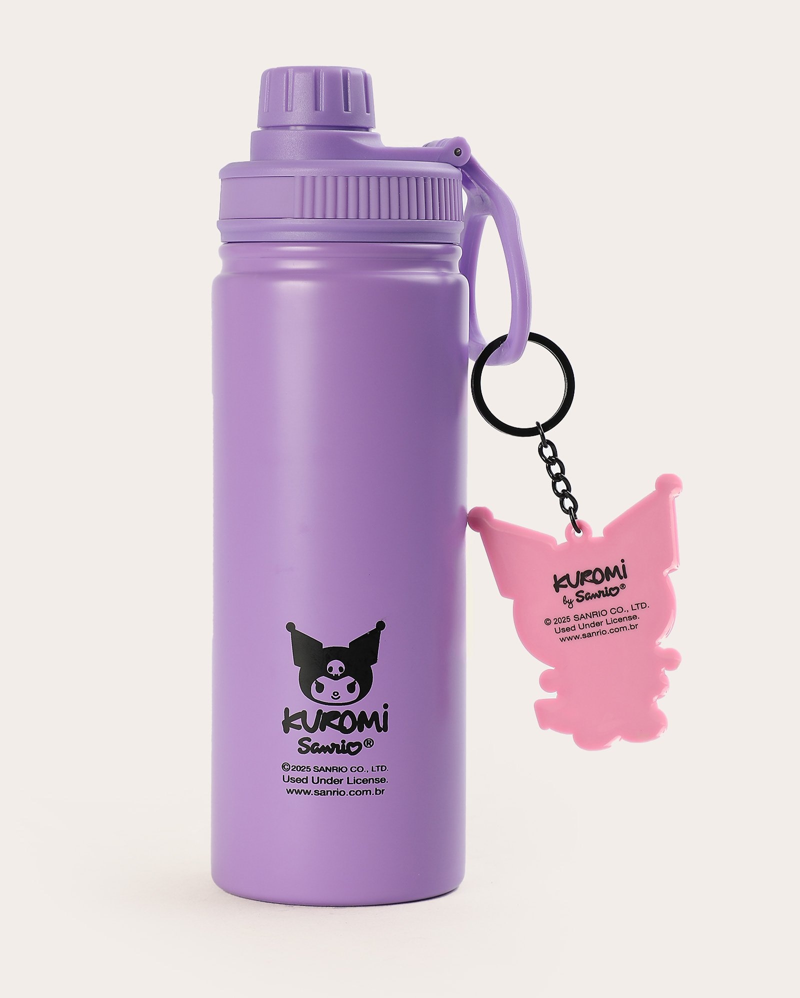 Garrafa squeeze de metal 750ml + chaveiro Kuromi - lilás | Sanrio
