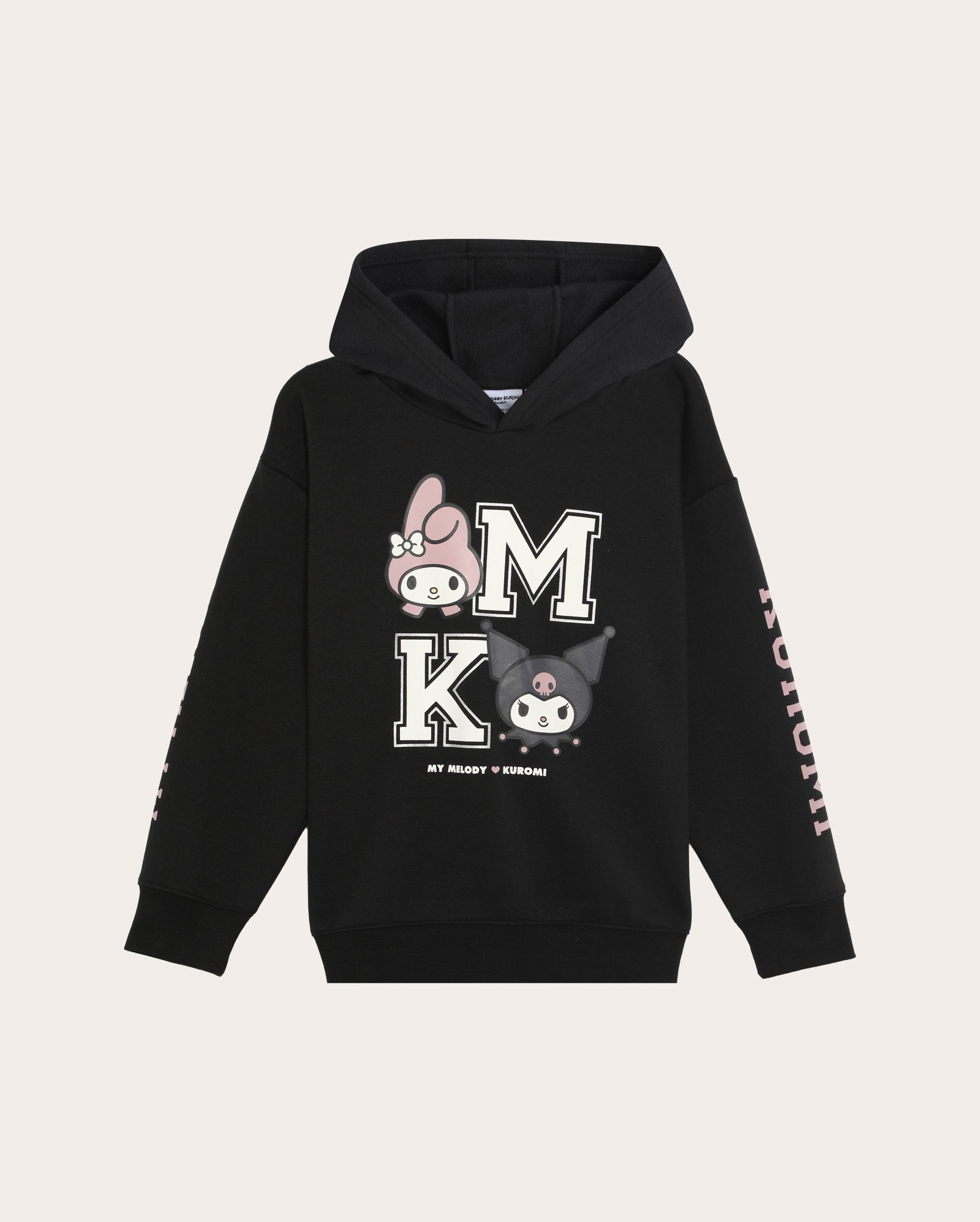 Blusa de moletom infantil Melody e Kuromi 6-14A -preta | Sanrio