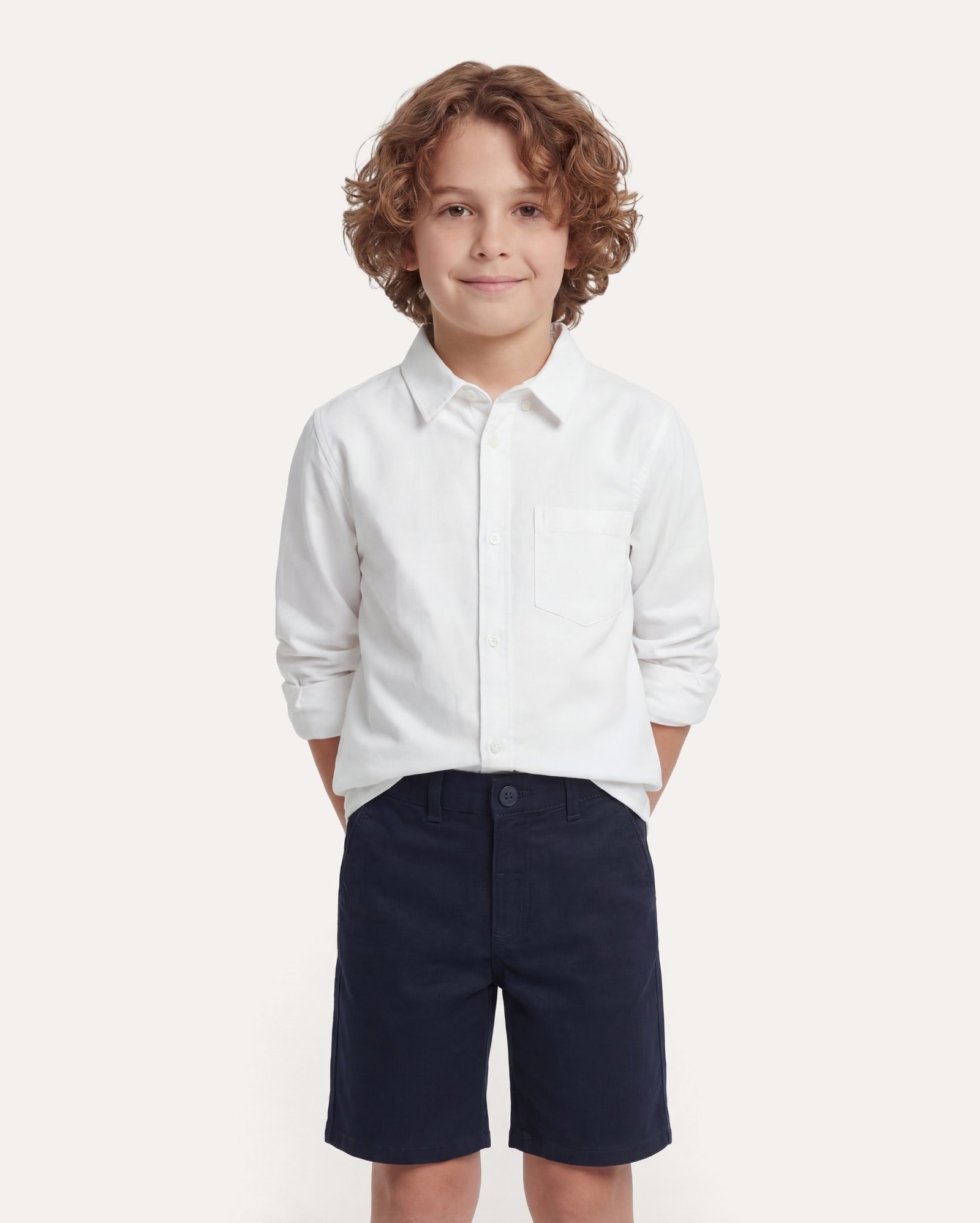 Camisa infantil manga longa com bolso 6-14A - Branco