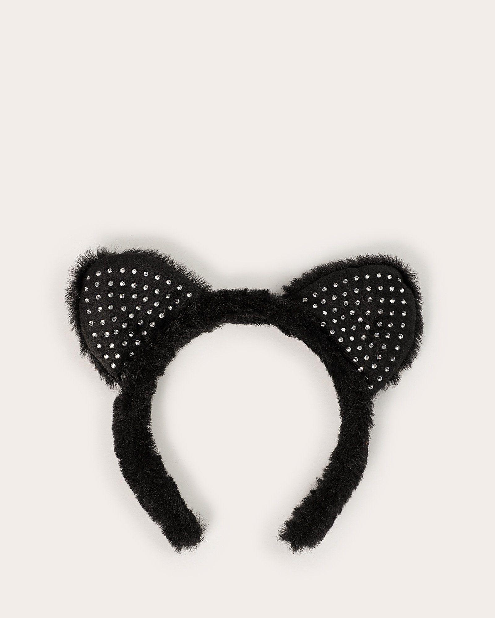 Tiara infantil com orelhas felpudas – preta