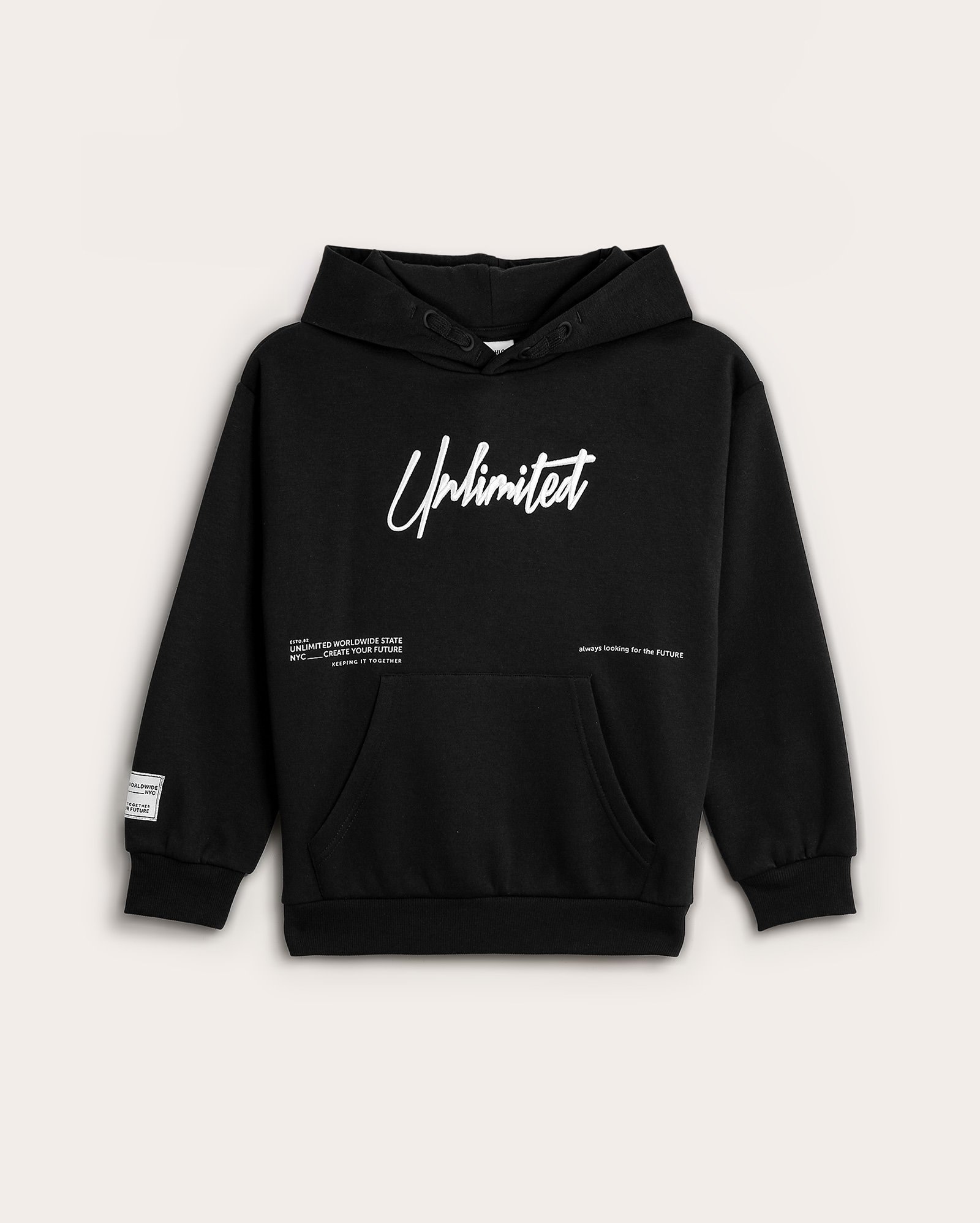 Blusa de moletom infantojuvenil com capuz Unlimited 6-14A - preto