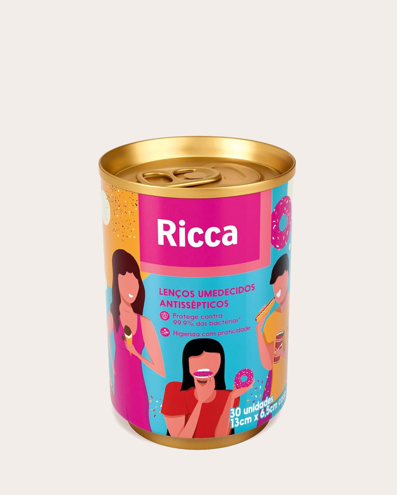 Kit lenço antisséptico 30 unidades multicor | Ricca