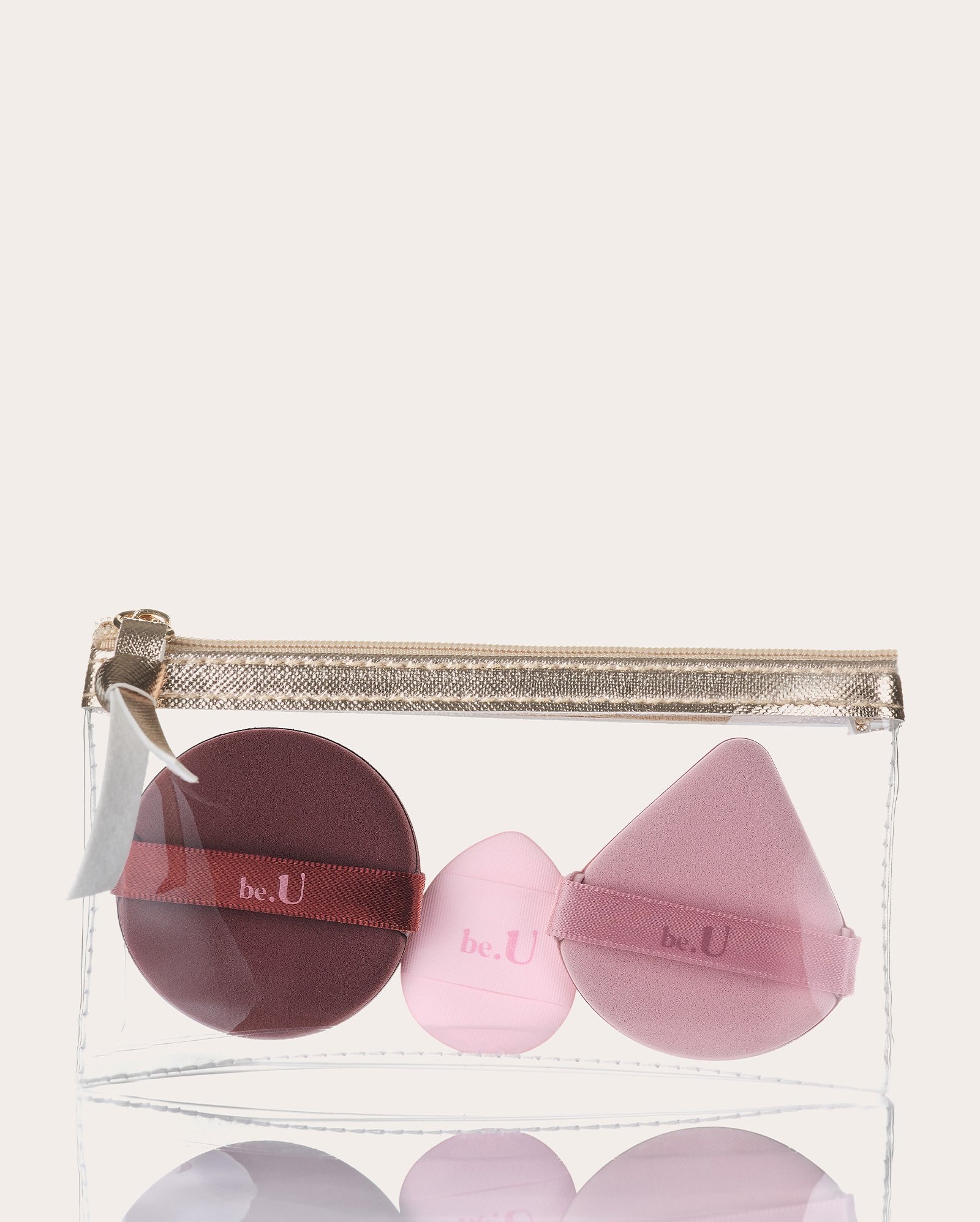 Kit esponja flat para maquiagem 3 unidades diversas - rosa | be.U