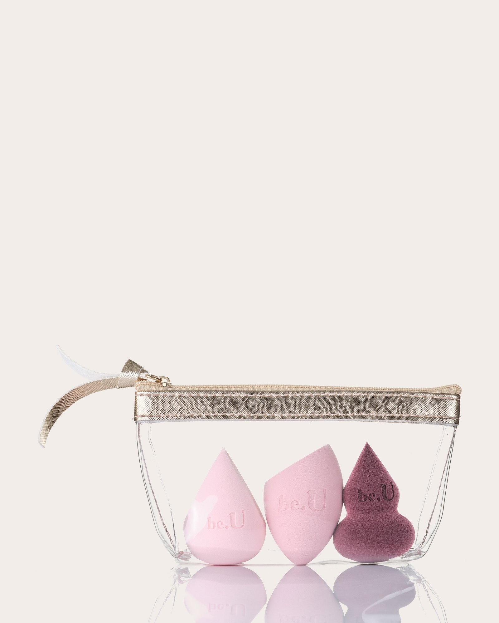 Kit esponja para maquiagem 3 unidades diversas - rosa | be.U