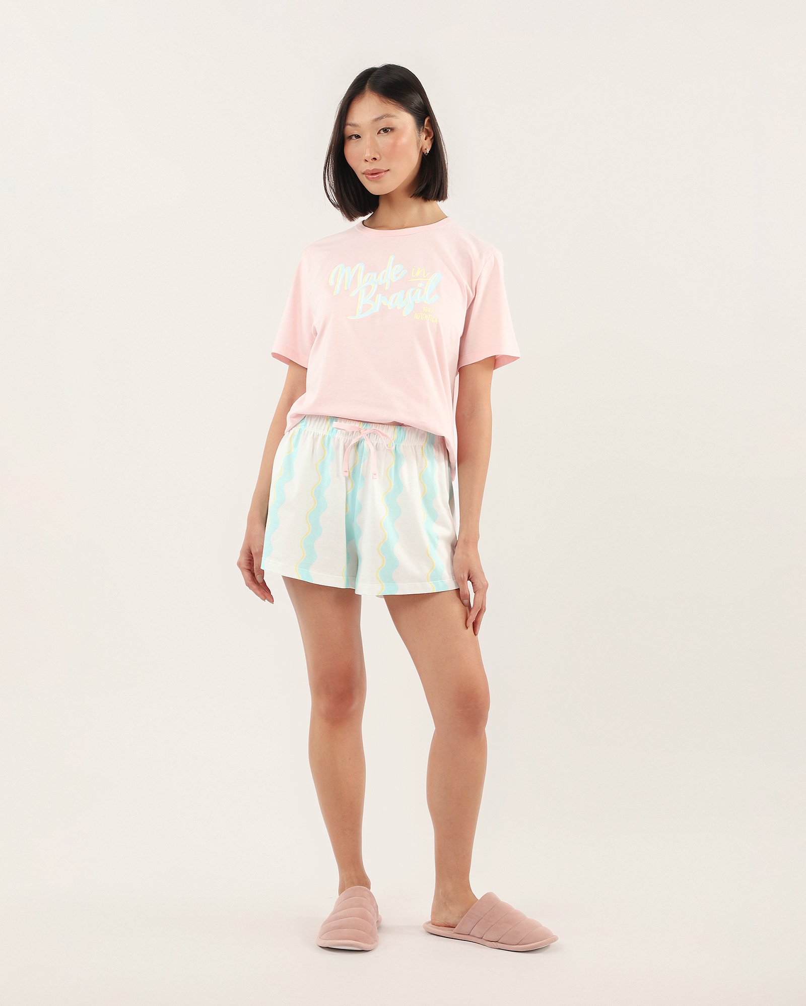 Pijama curto feminino made in brazil - multicor