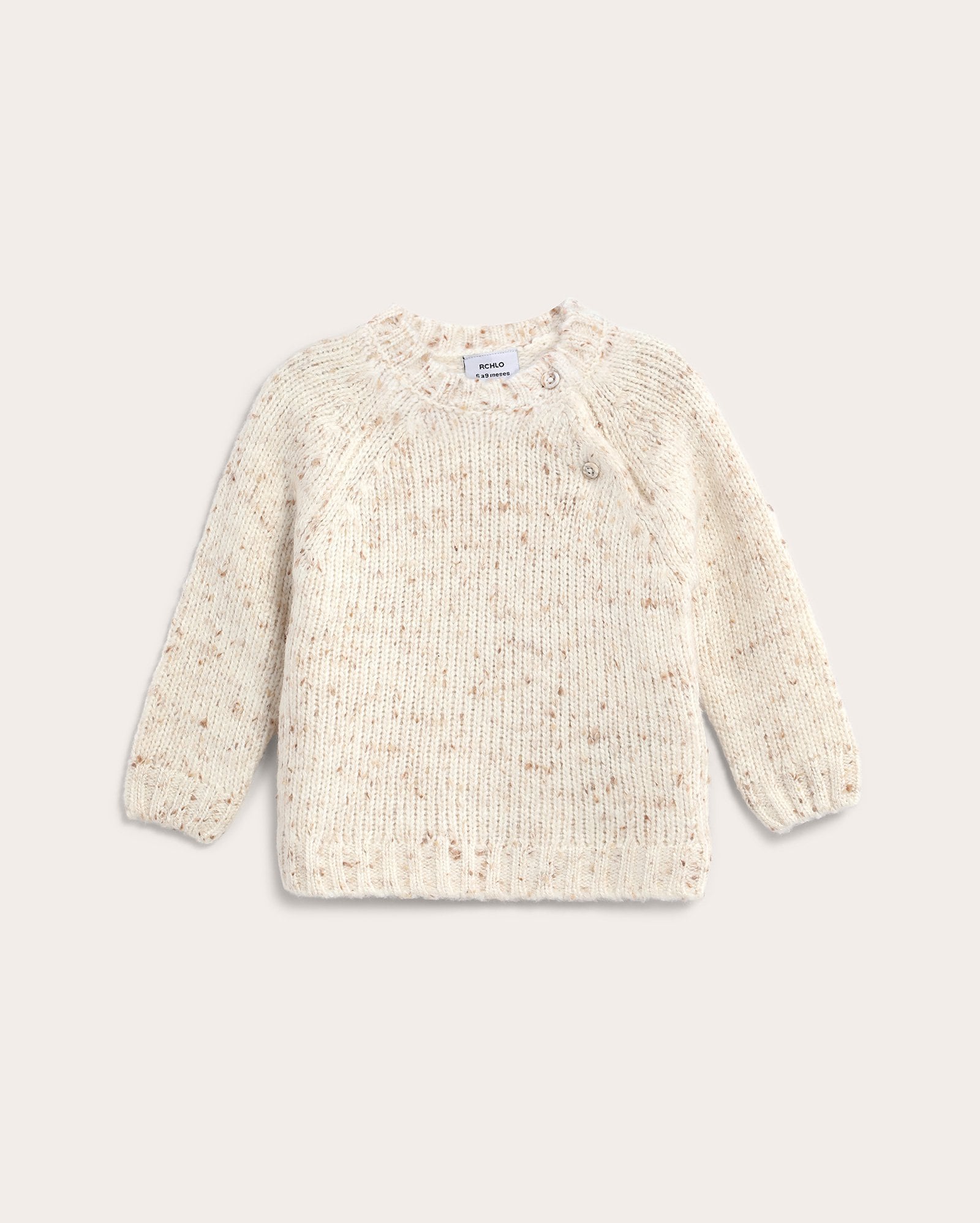 Suéter bebê de tricot mescla com botôes - off-white