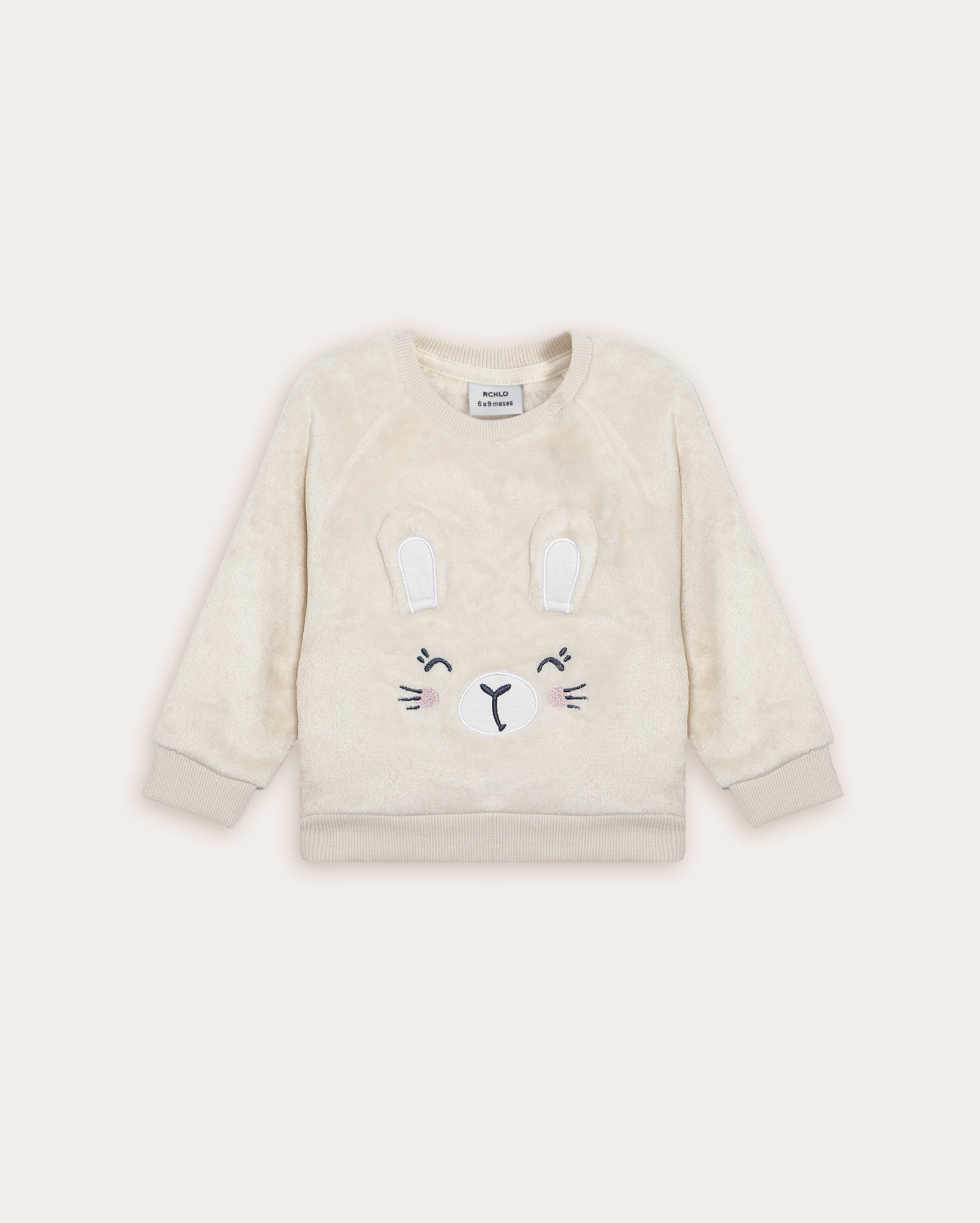 Blusa de moletom bebê fleece coelha interativa - bege