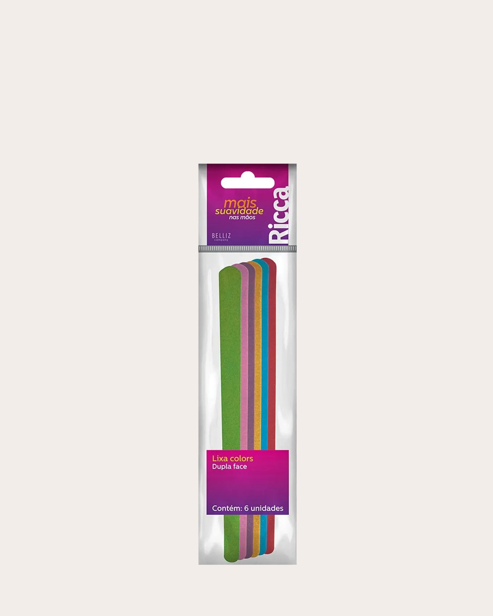 Kit lixa 6 unidades colors dupla face multicor | Ricca