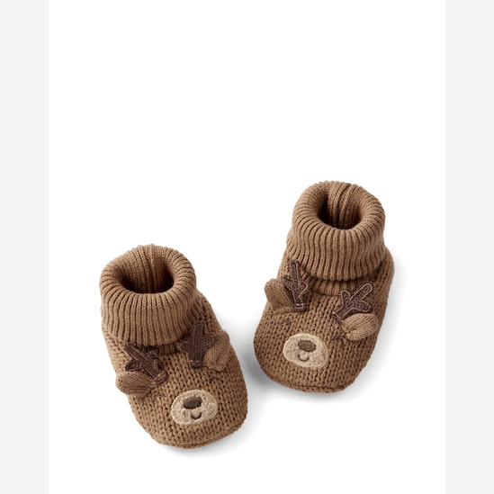 Pantufa bebê tricot rena natalina marrom | Carter's 