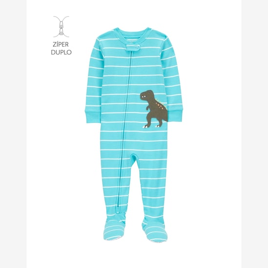 Macacão pijama bebê pezinhos dinossauro azul | Carter's