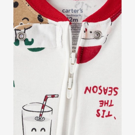 Macacão pijama bebê pezinhos natalino branco | Carter's