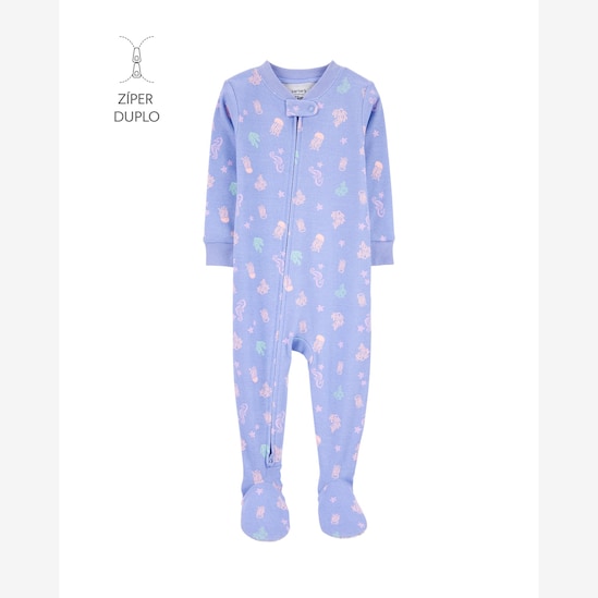 Macacão pijama bebê pezinhos algas marinhas lilás | Carter's