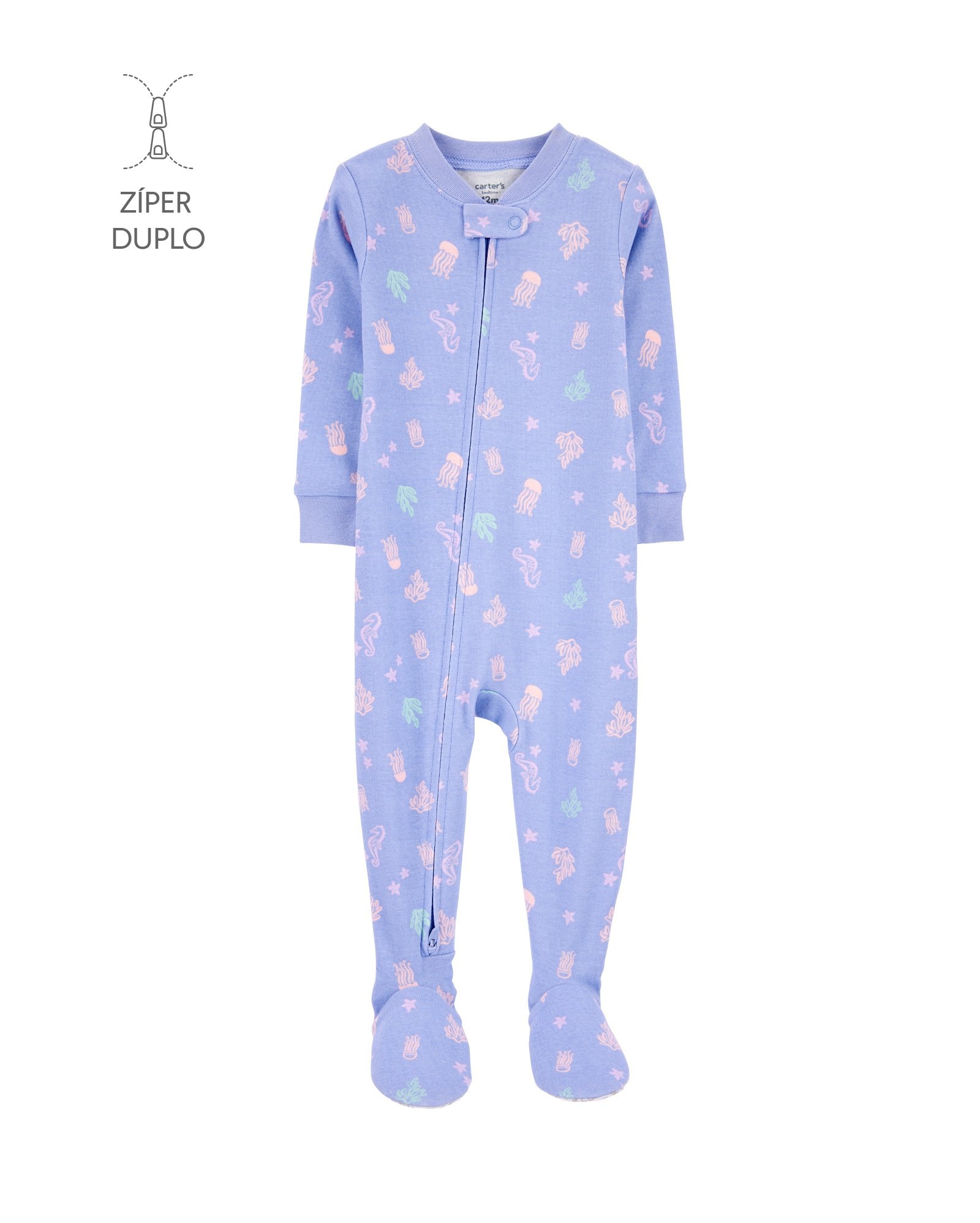 Macacão pijama infantil pezinhos algas marinhas lilás | Carter's