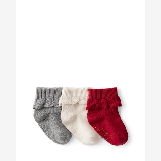 Kit meia bebê 3 pares natal punho delicado multicor | Carter's 