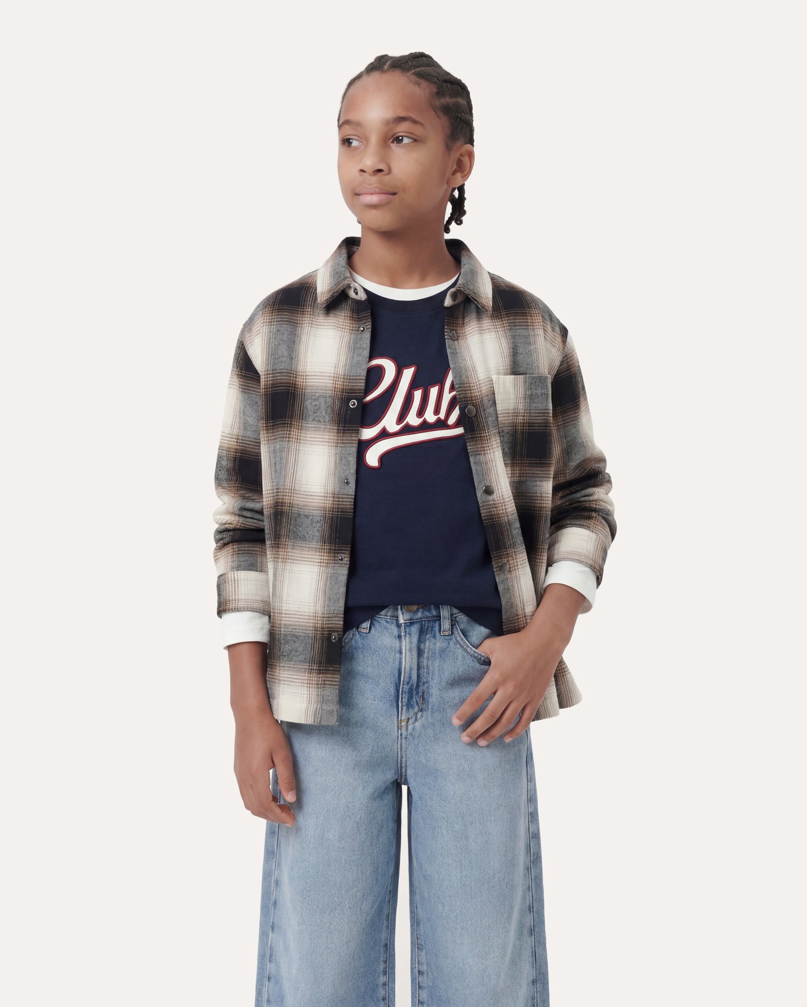 Camisa infantil xadrez com bolso 6-14A - multicor