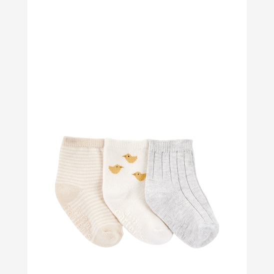  Kit meia bebê 3 pares patinho e listras multicor | Carter's 