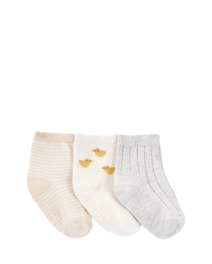  Kit meia bebê 3 pares patinho e listras multicor | Carter's 