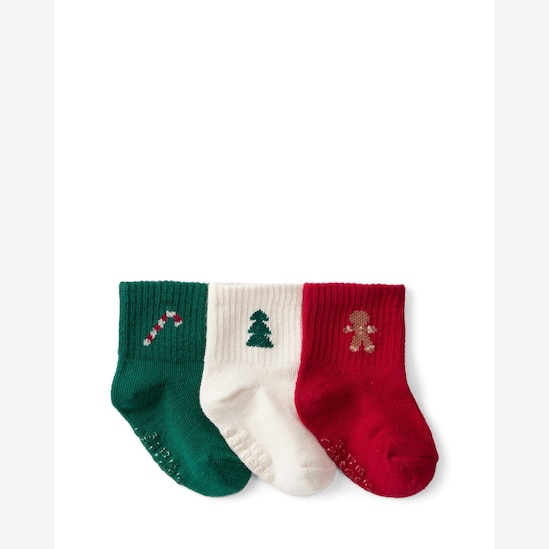 Kit meia bebê 3 pares natal punho canelado multicor | Carter's