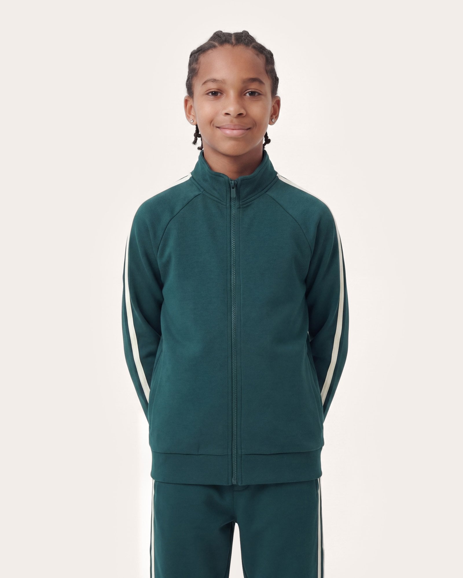 Jaqueta de moletom infantil sem felpa 6-14A - Verde Escuro